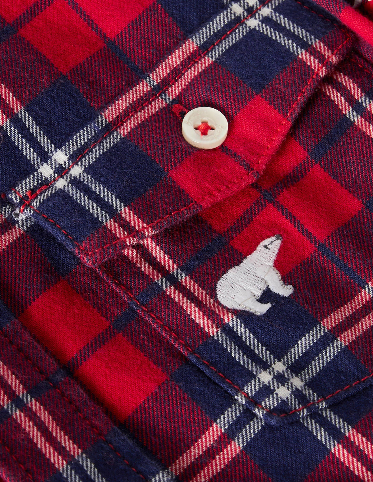 Cosy Embroidered Check Shirt-Rockabilly Red/Navy Polar Bear - Image 3