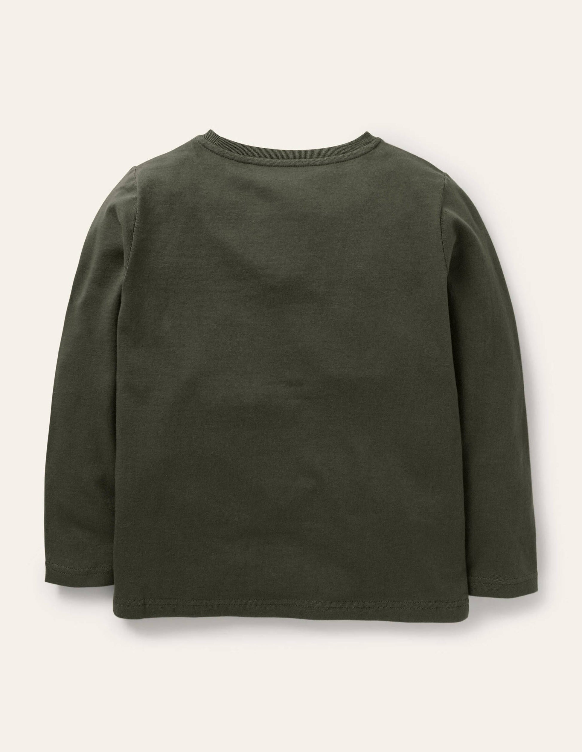 Forest Appliqué T-shirt-Khaki Green Owl-2