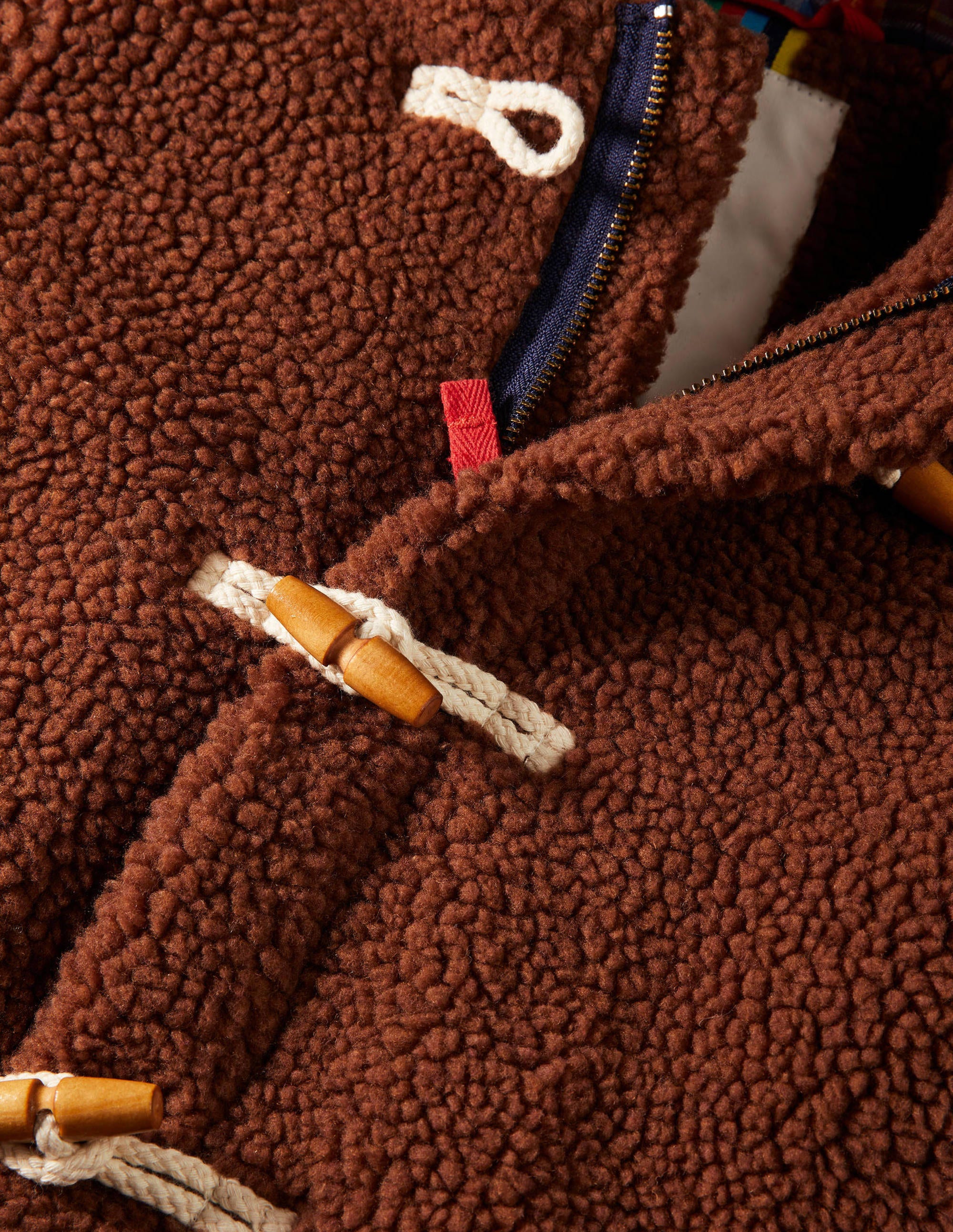 Borg Teddy Bear Duffle Coat-Natural Brown - Image 3