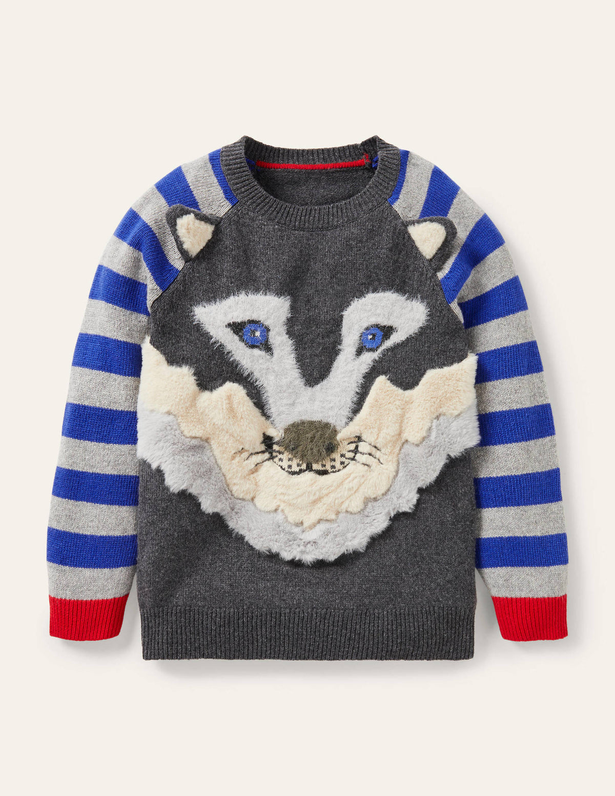 Winter Animal Crew Jumper-Charcoal Marl Wolf-1