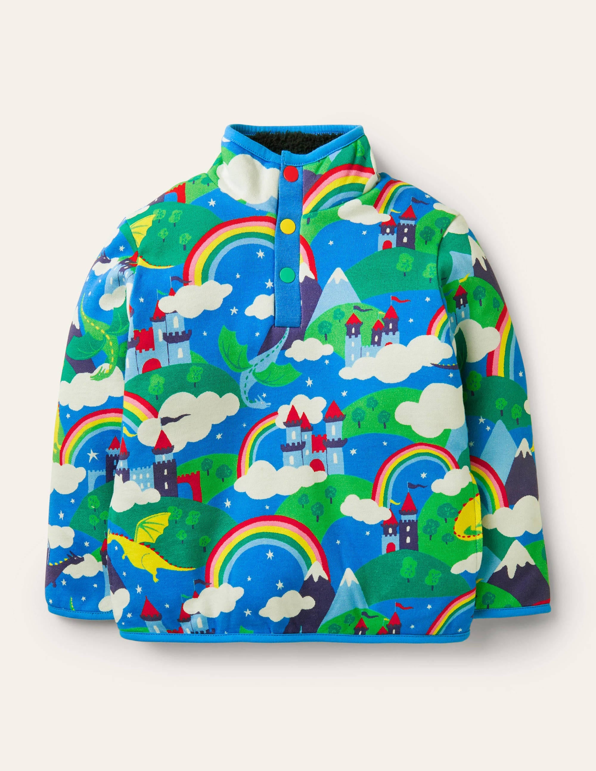 Reversible Henley Sweatshirt-Starboard Blue/Magical Castle - Image 1