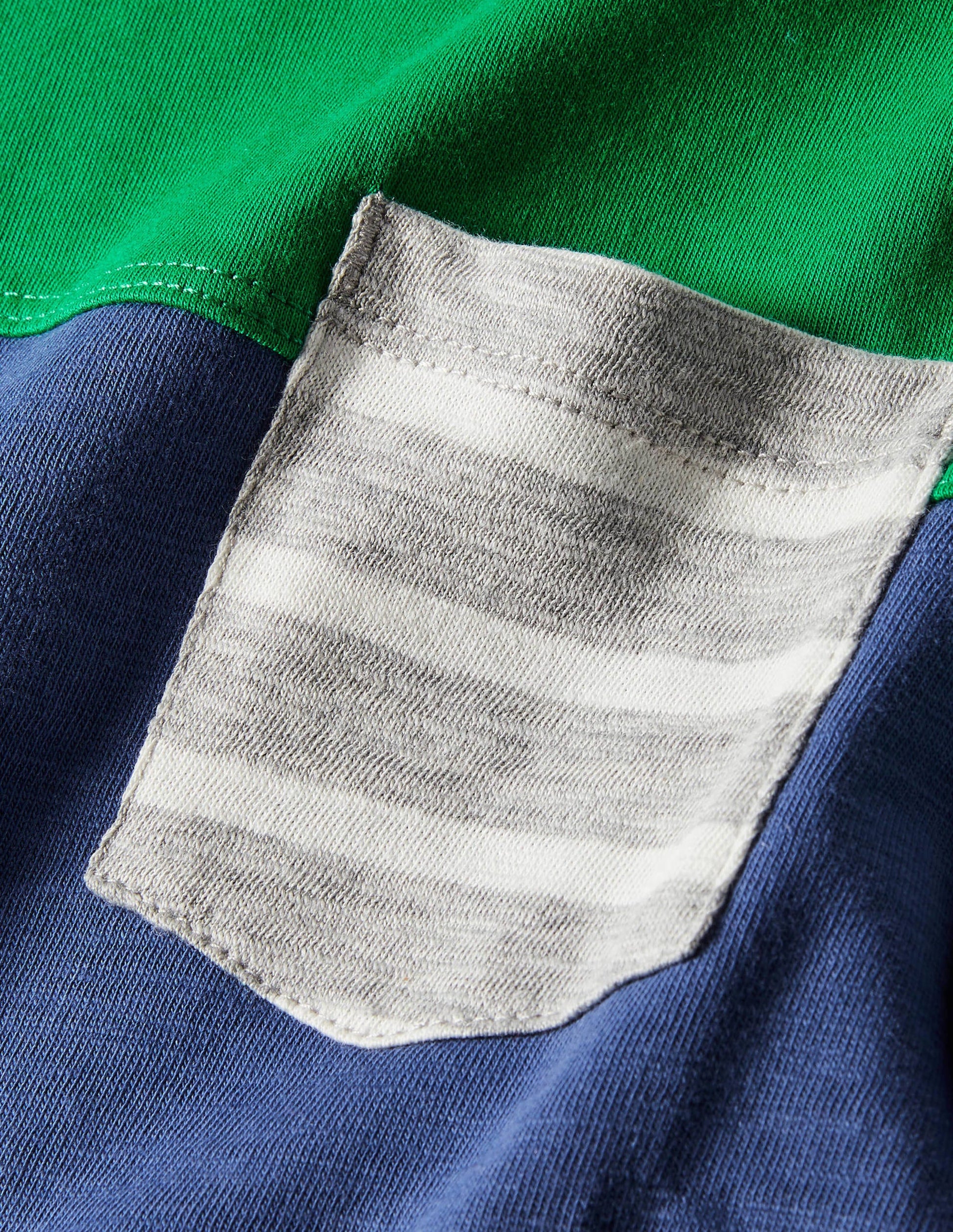 Colourblock Layered T-shirt-Highland Green/Blue-3