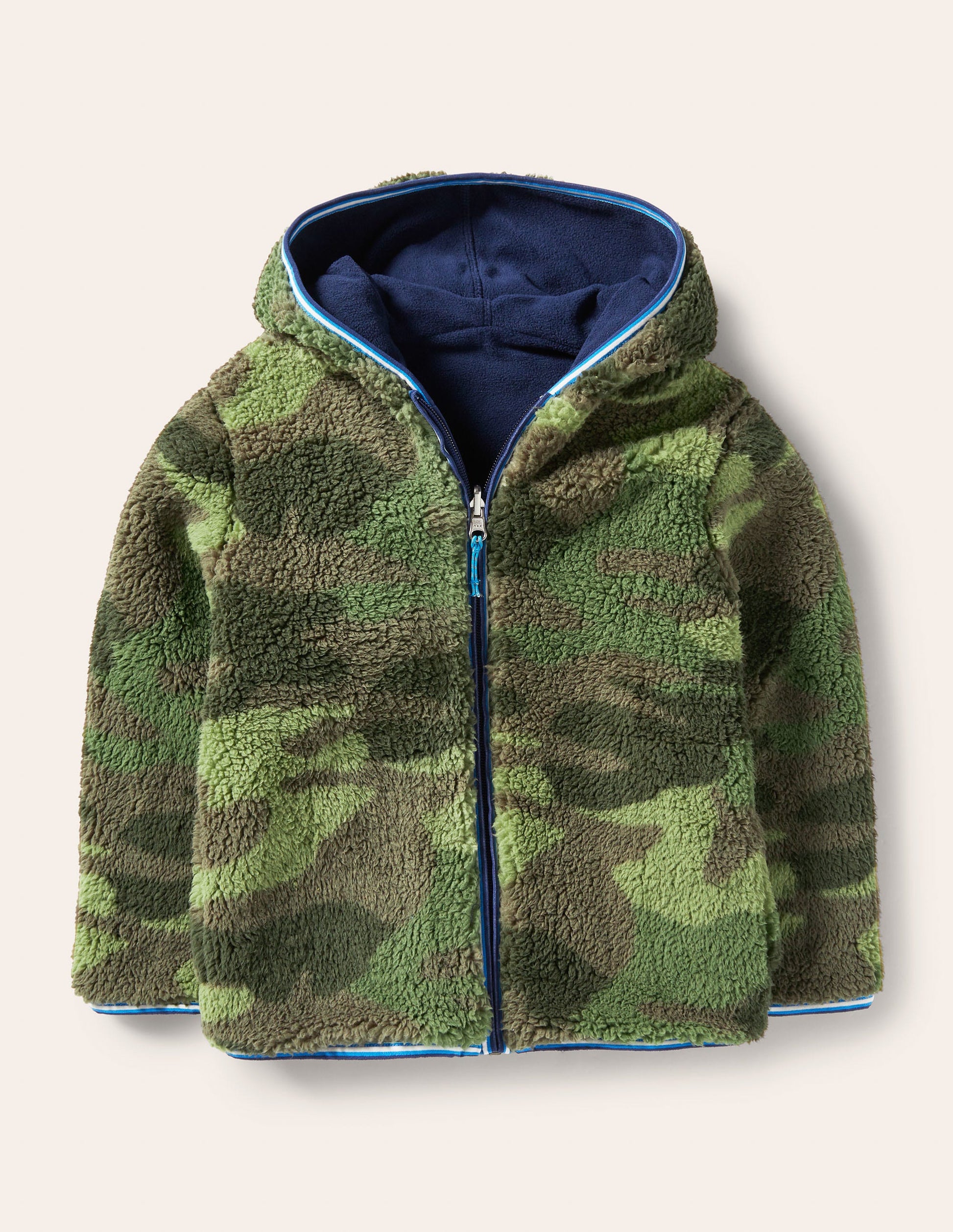 Cosy Reversible Zip-up Hoodie-Dark Khaki Camo-4