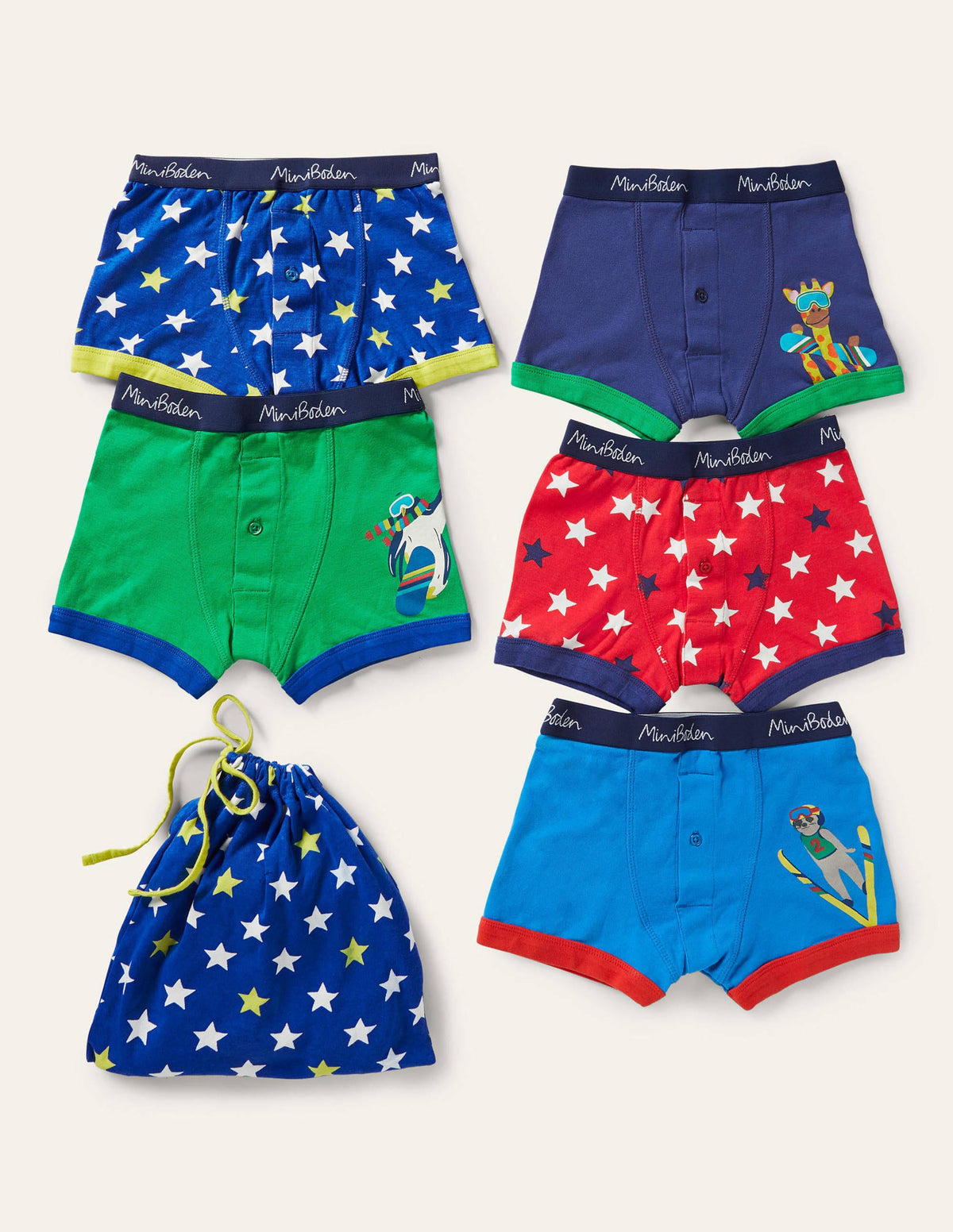Boxers 5 Pack-Animal Snow Sports - Image 1