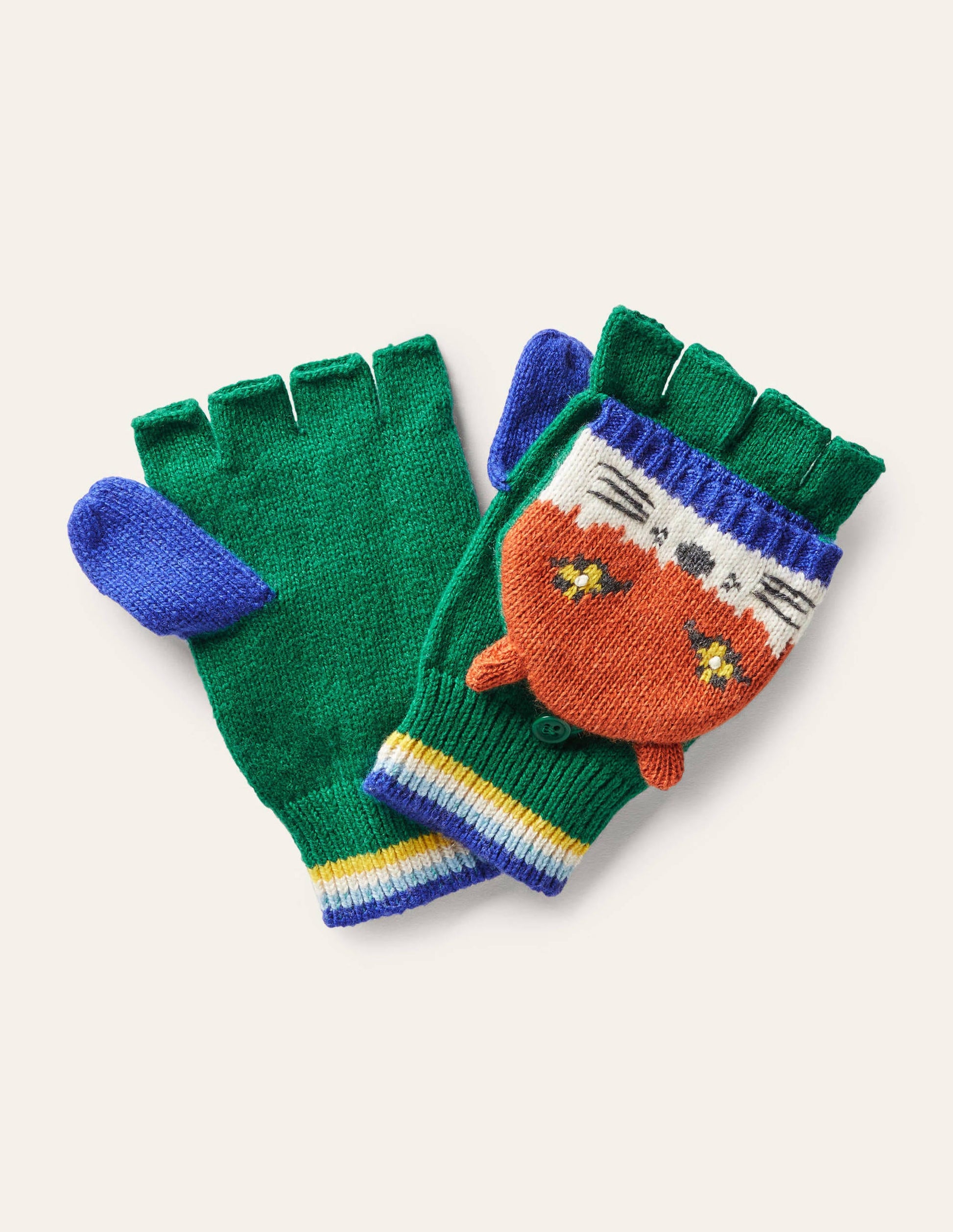 Fun Fox Mittens-Forest Green-1