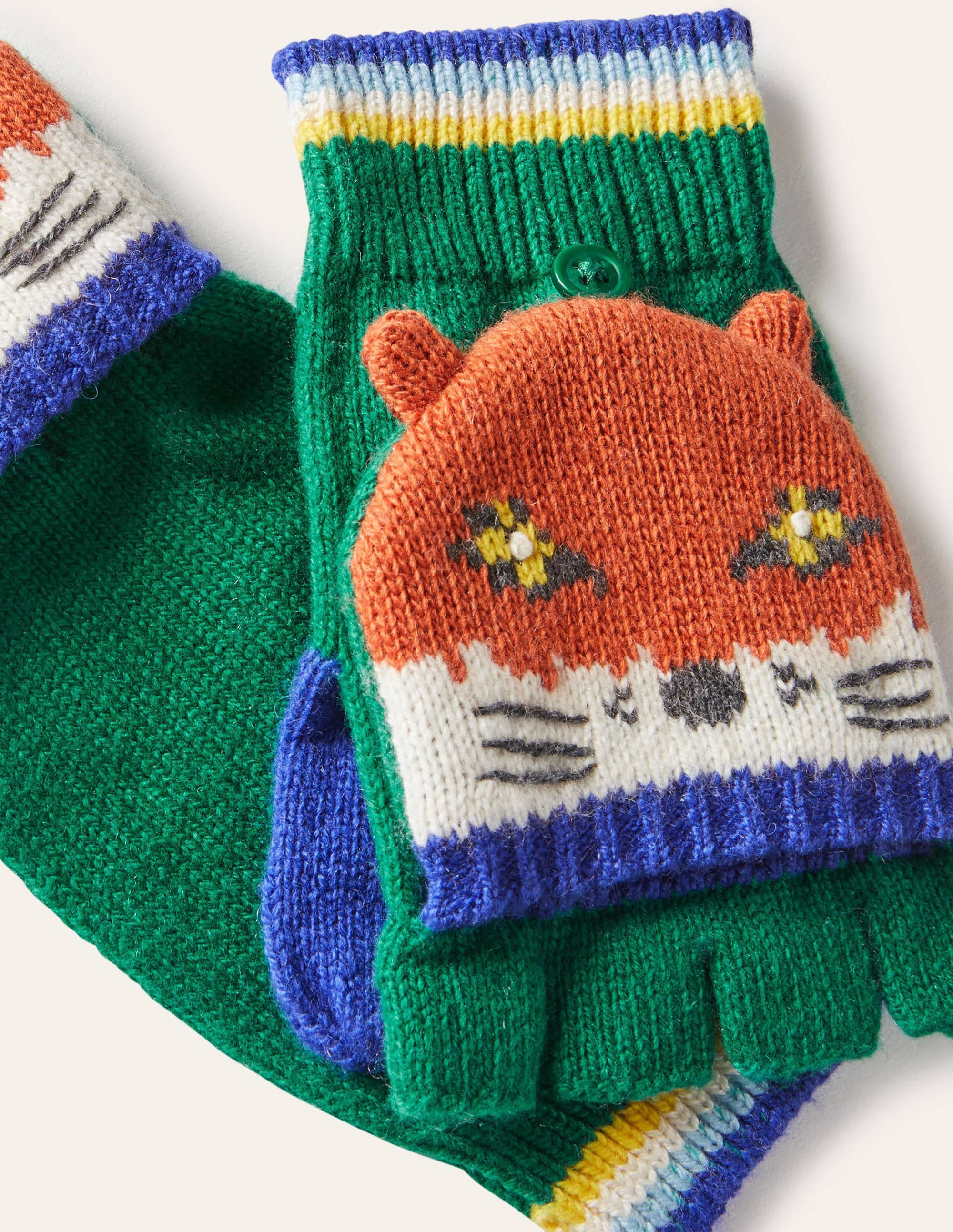 Fun Fox Mittens-Forest Green - Image 2