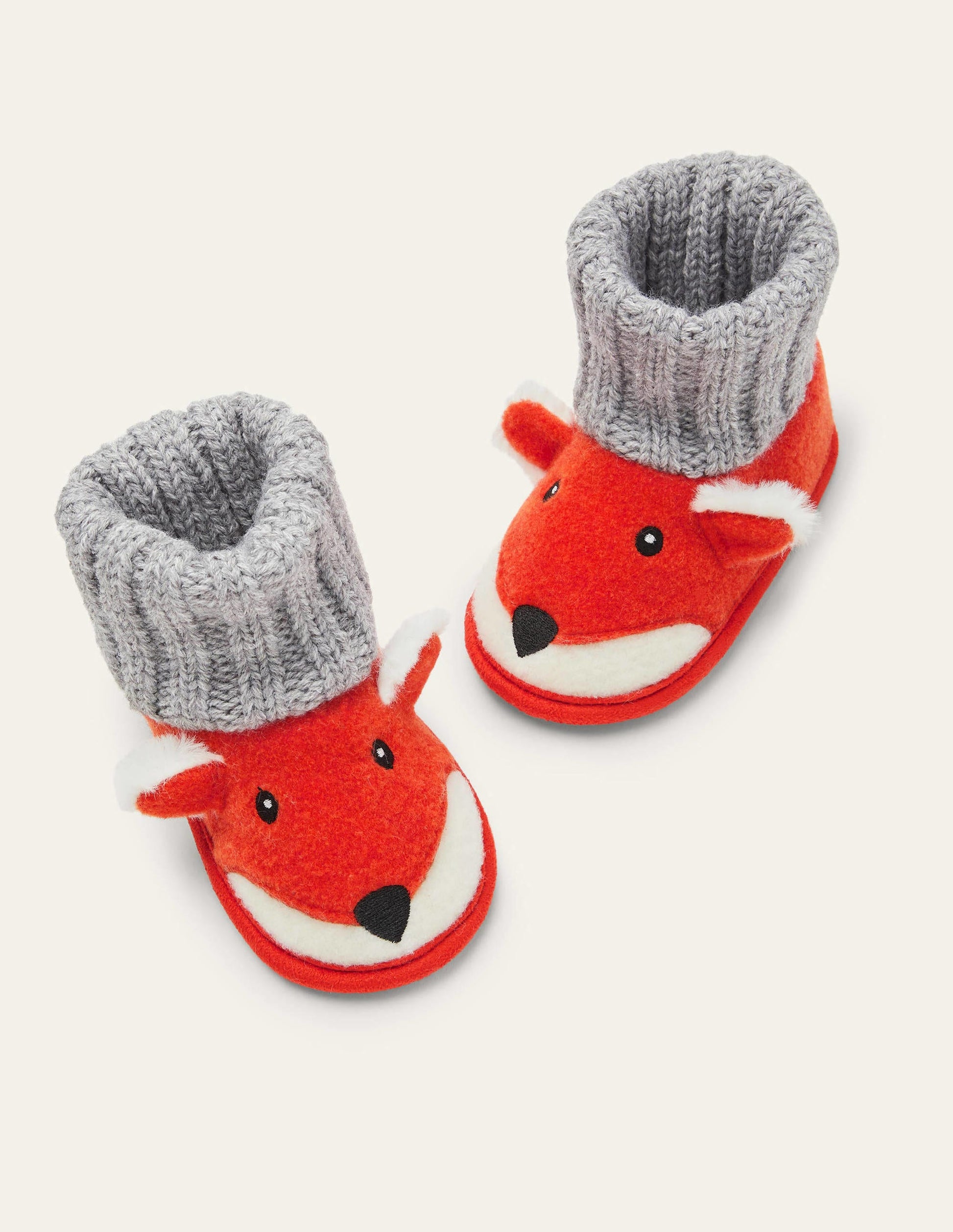 Fox Knitted Slipper Booties-Autumn Orange-1