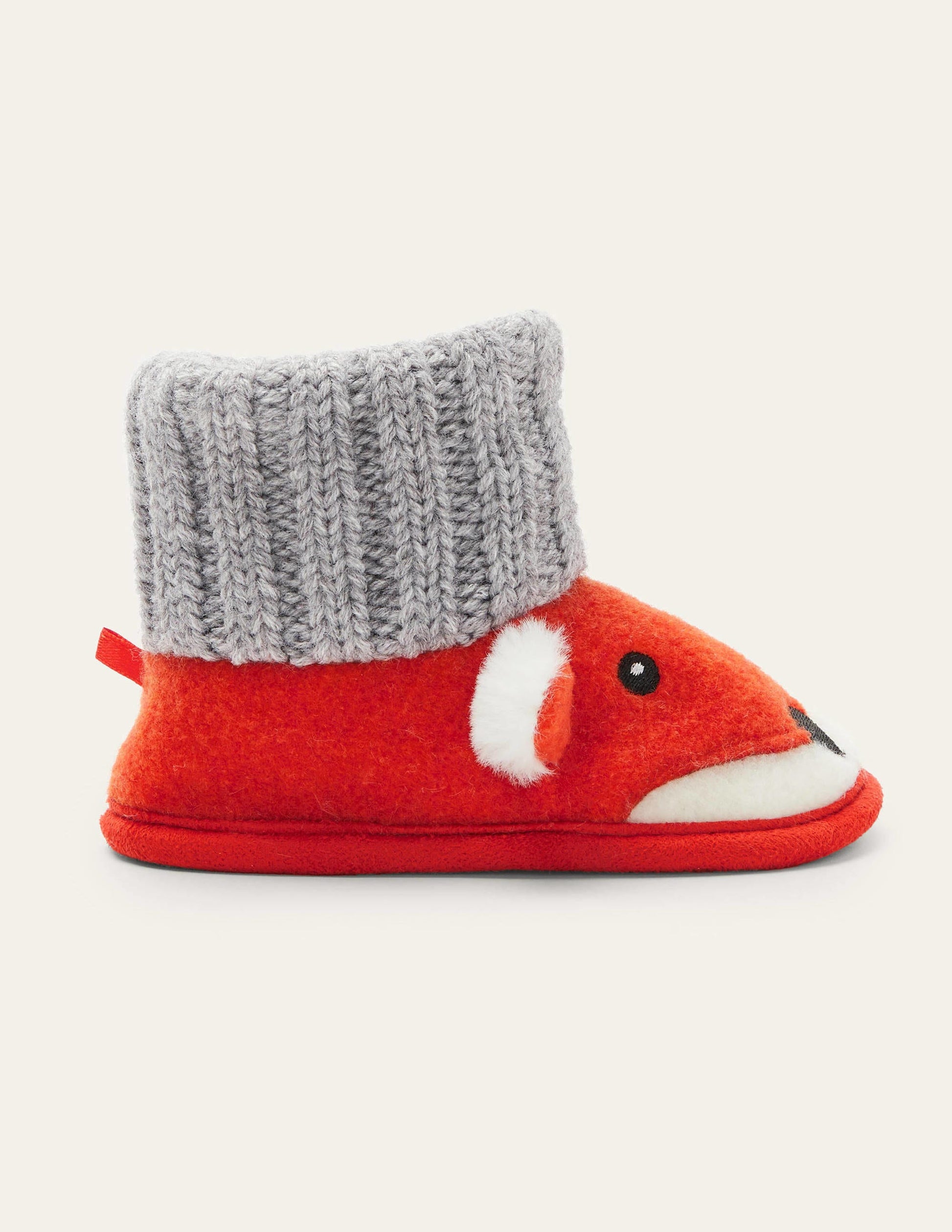 Fox Knitted Slipper Booties-Autumn Orange-3