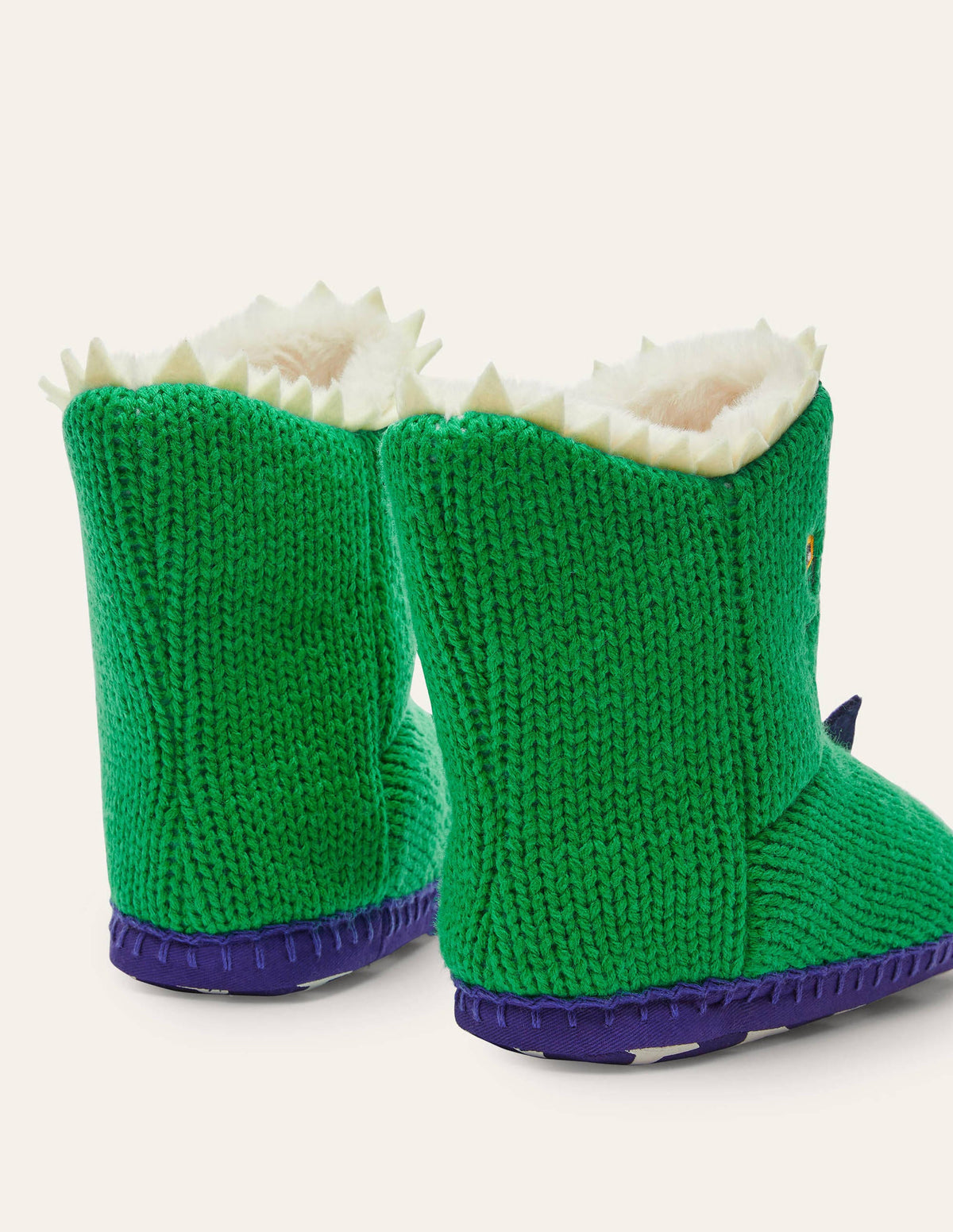 Knitted Dinosaur Slippers-Highland Green - Image 3