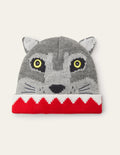 Wolf Knitted Hat-Grey Marl