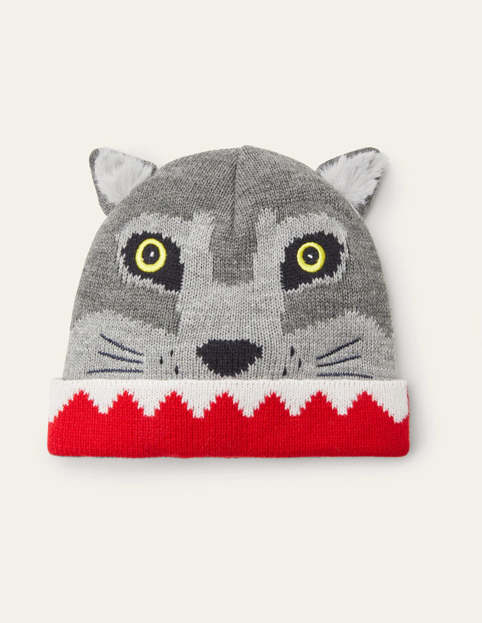 Wolf Knitted Hat-Grey Marl - Image 1