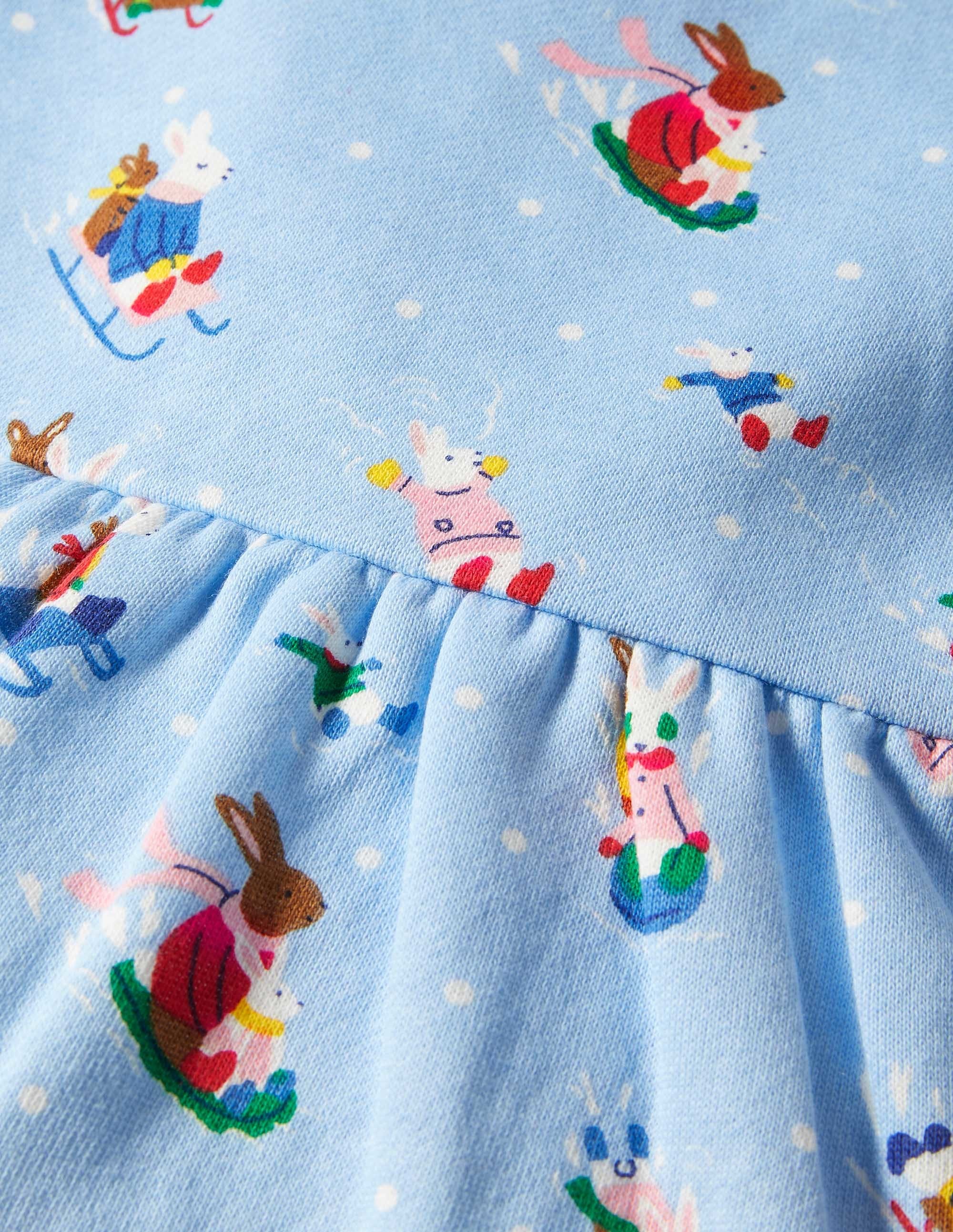 Cosy Sweatshirt Dress-Winter Sky Snow Bunnies - Image 3