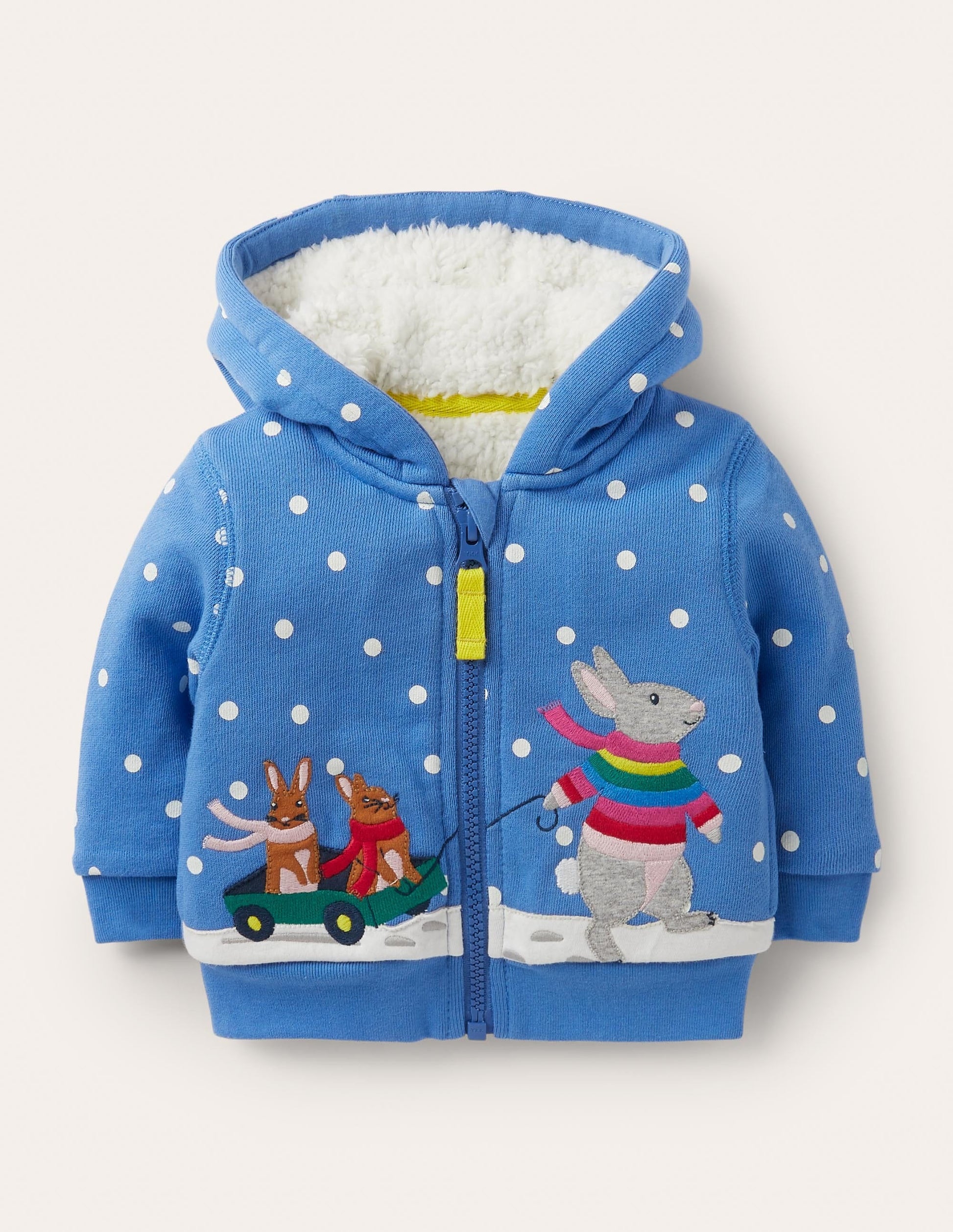 Shaggy-lined Hoodie-Elizabethan Blue Bunny Scene-1
