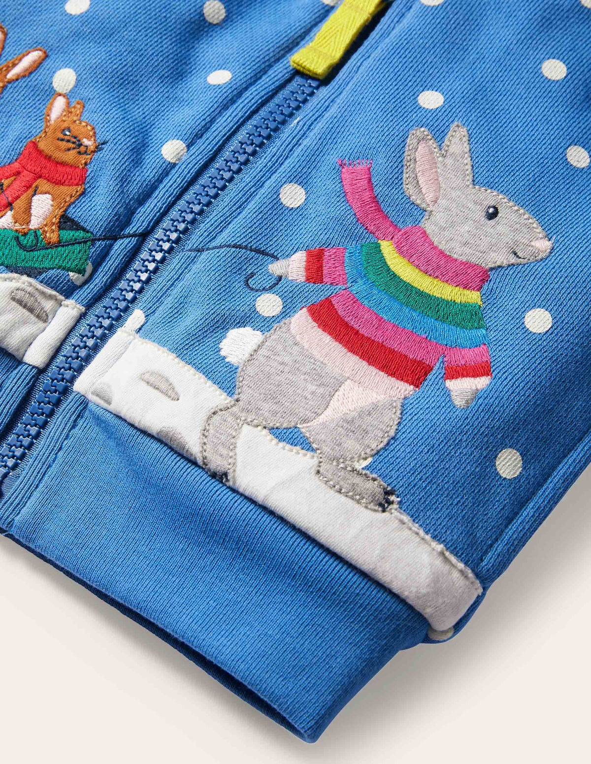 Shaggy-lined Hoodie-Elizabethan Blue Bunny Scene - Image 3
