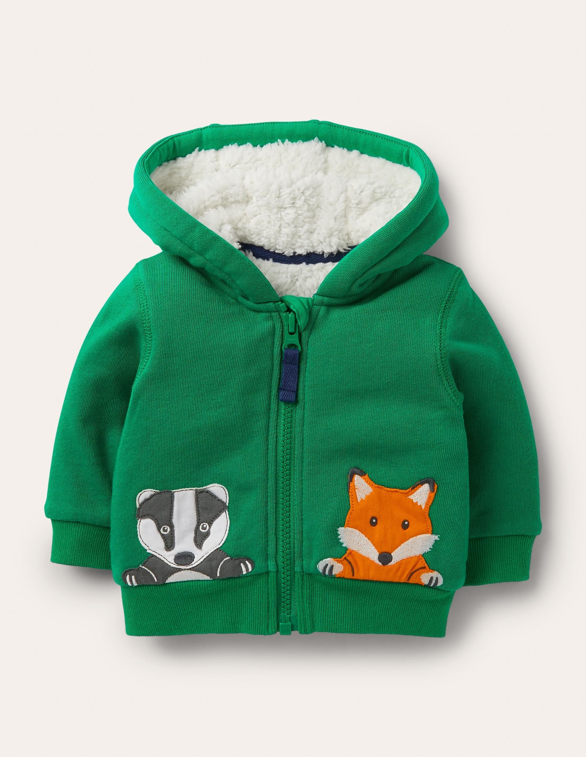 Shaggy-lined Hoodie-Highland Green Animals - Image 1