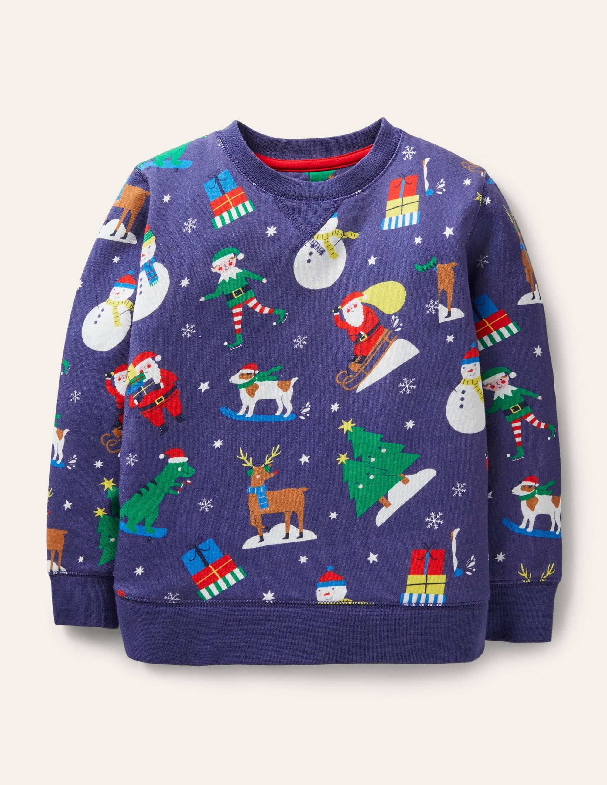 Printed Sweatshirt-Starboard Blue Festive Friends - Image 1