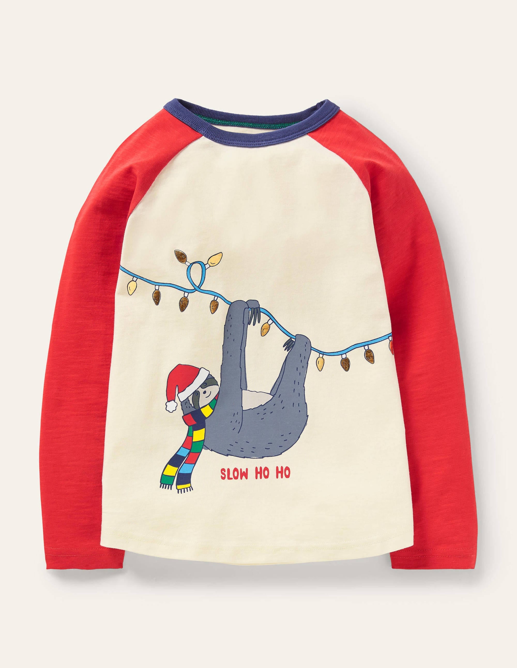 Festive Pun T-shirt-Ivory/Red Slow Ho-Ho - Image 1