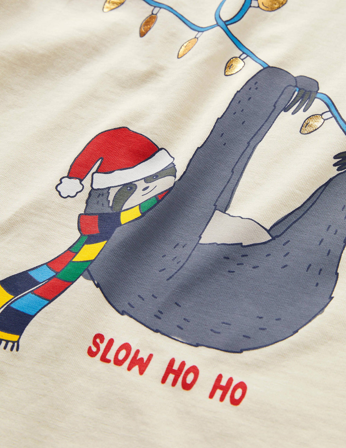 Festive Pun T-shirt-Ivory/Red Slow Ho-Ho - Image 3