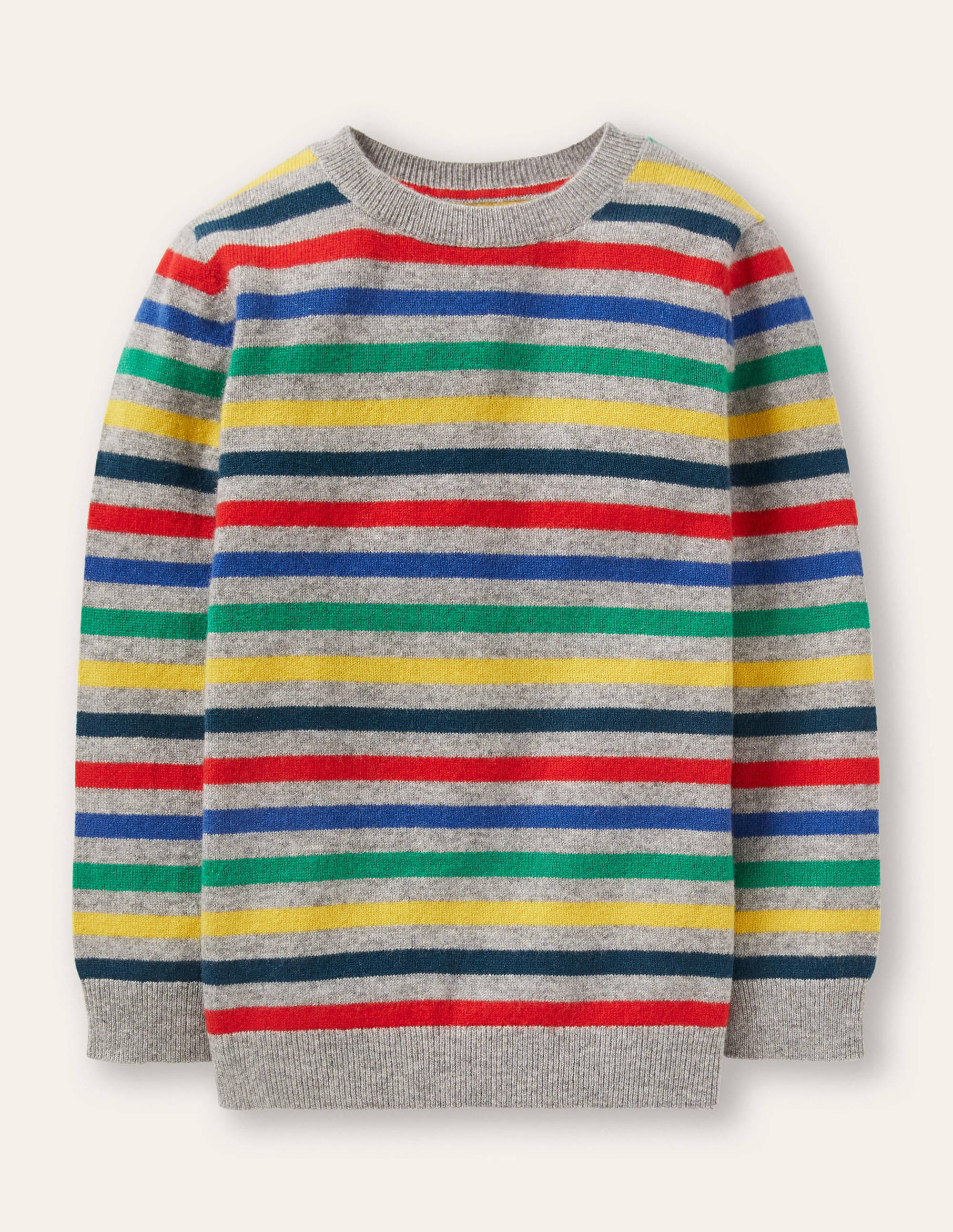 Cashmere Crew Sweater-Grey Marl/Rainbow - Image 1