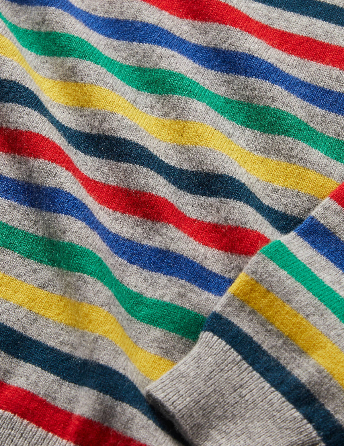 Cashmere Crew Sweater-Grey Marl/Rainbow - Image 3