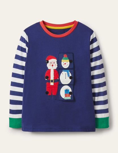 Festive Flipbook T-shirt-Starboard Blue Festive