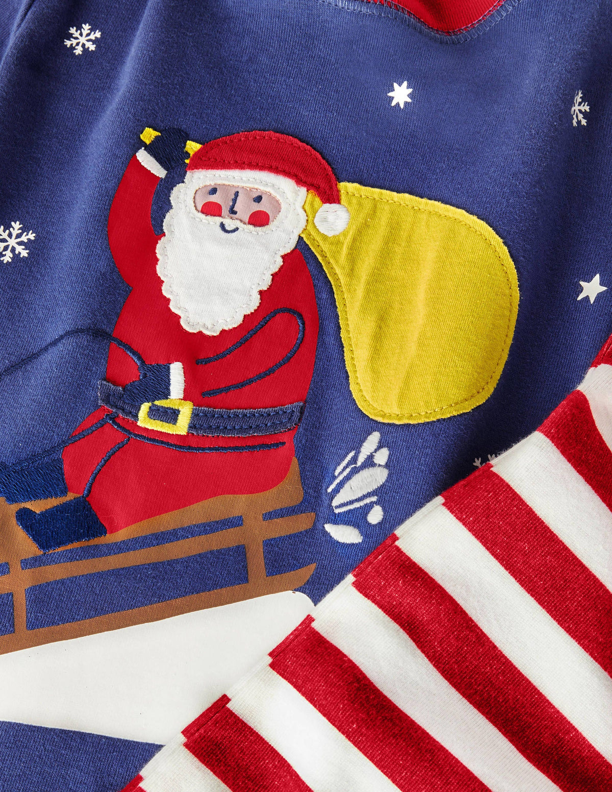 Cosy Appliqué Long  Pajamas-Starboard Blue Santa - Image 3