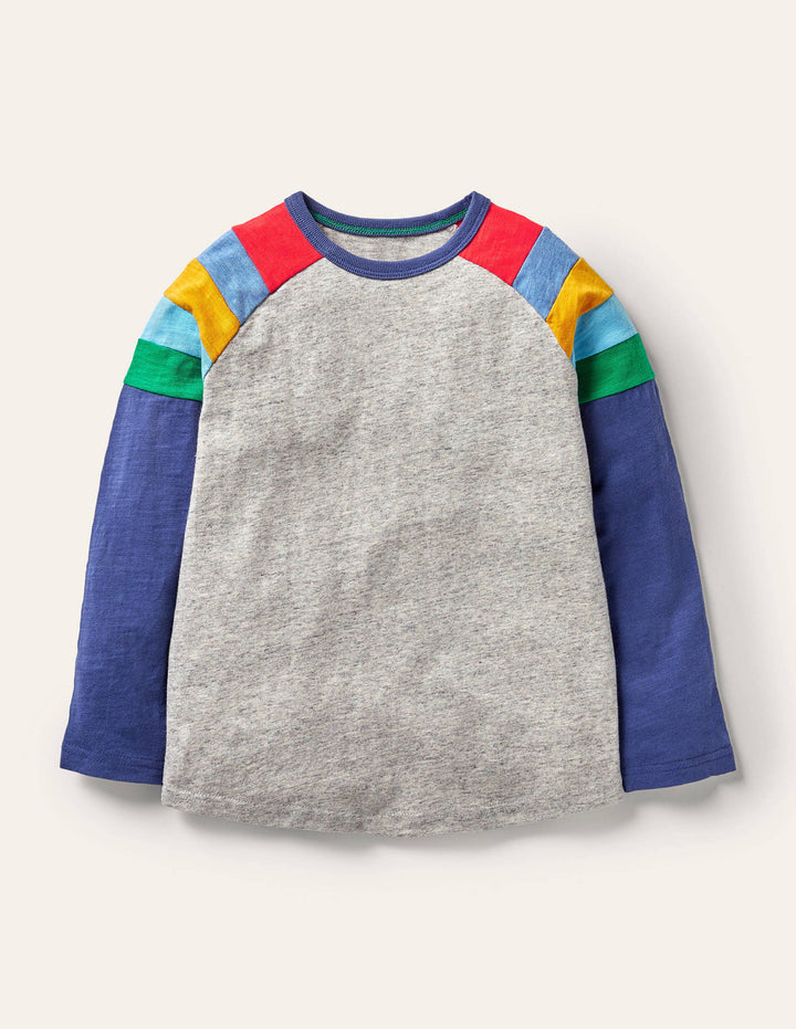 Raglan T-Shirt-Starboard Blue Rainbow