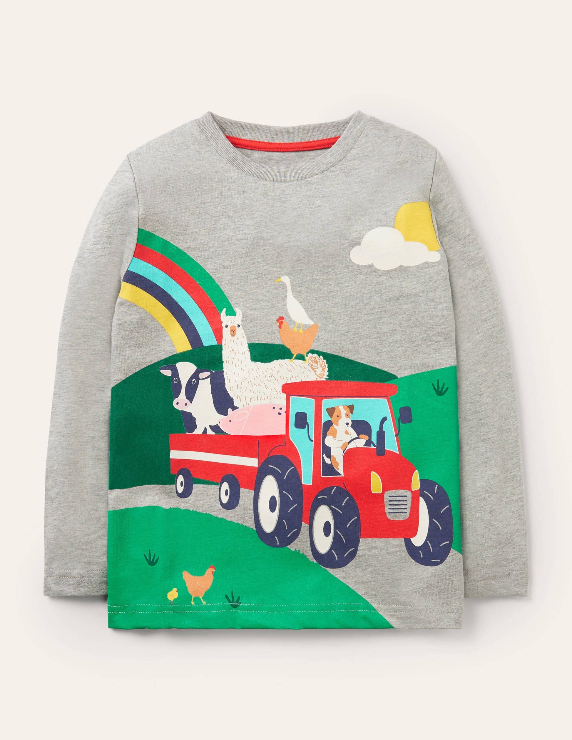 Animal Scene T-shirt-Grey Marl Farm-1