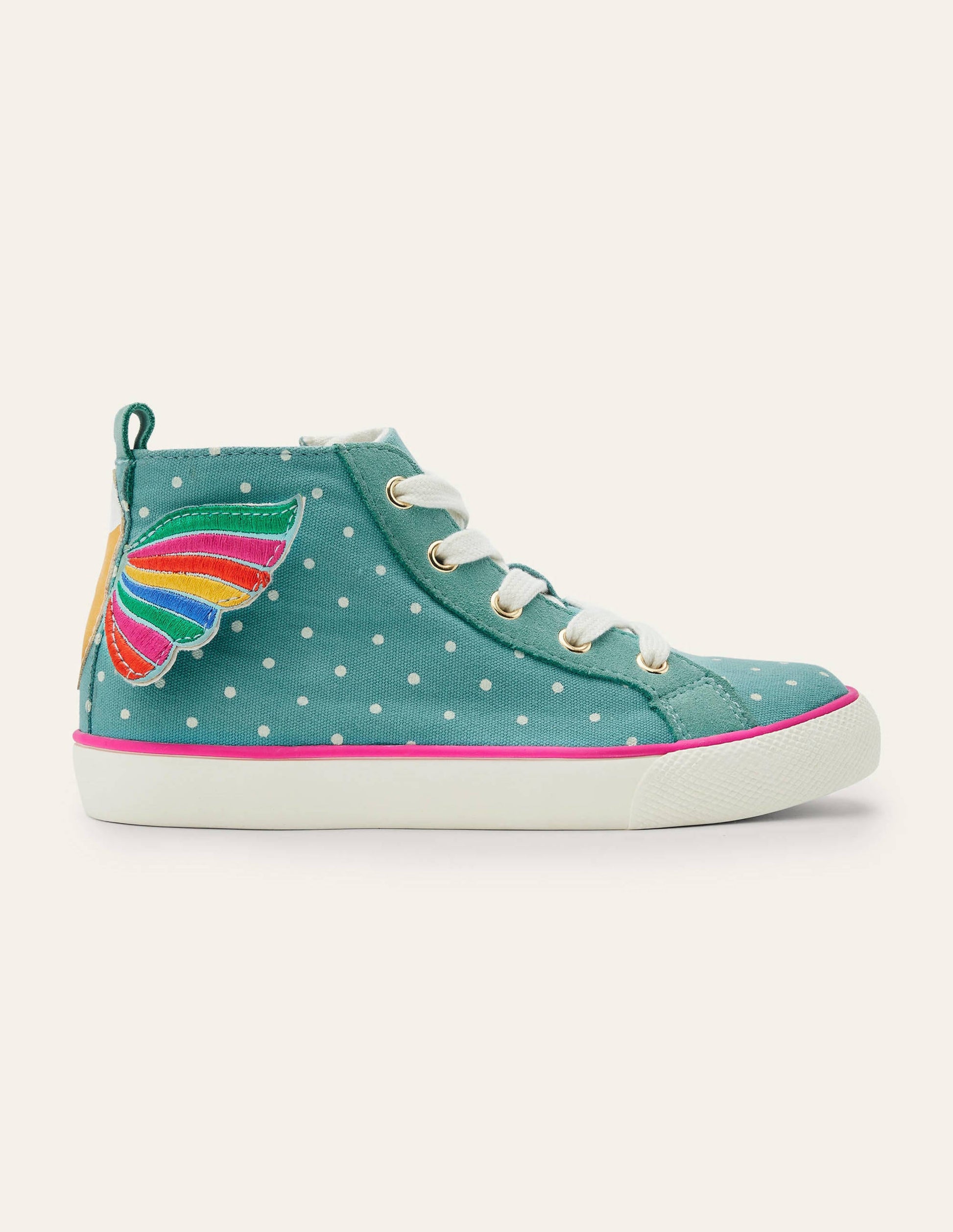 Fun Novelty High Top Sneakers-Brooke Blue Rainbow Bird-2
