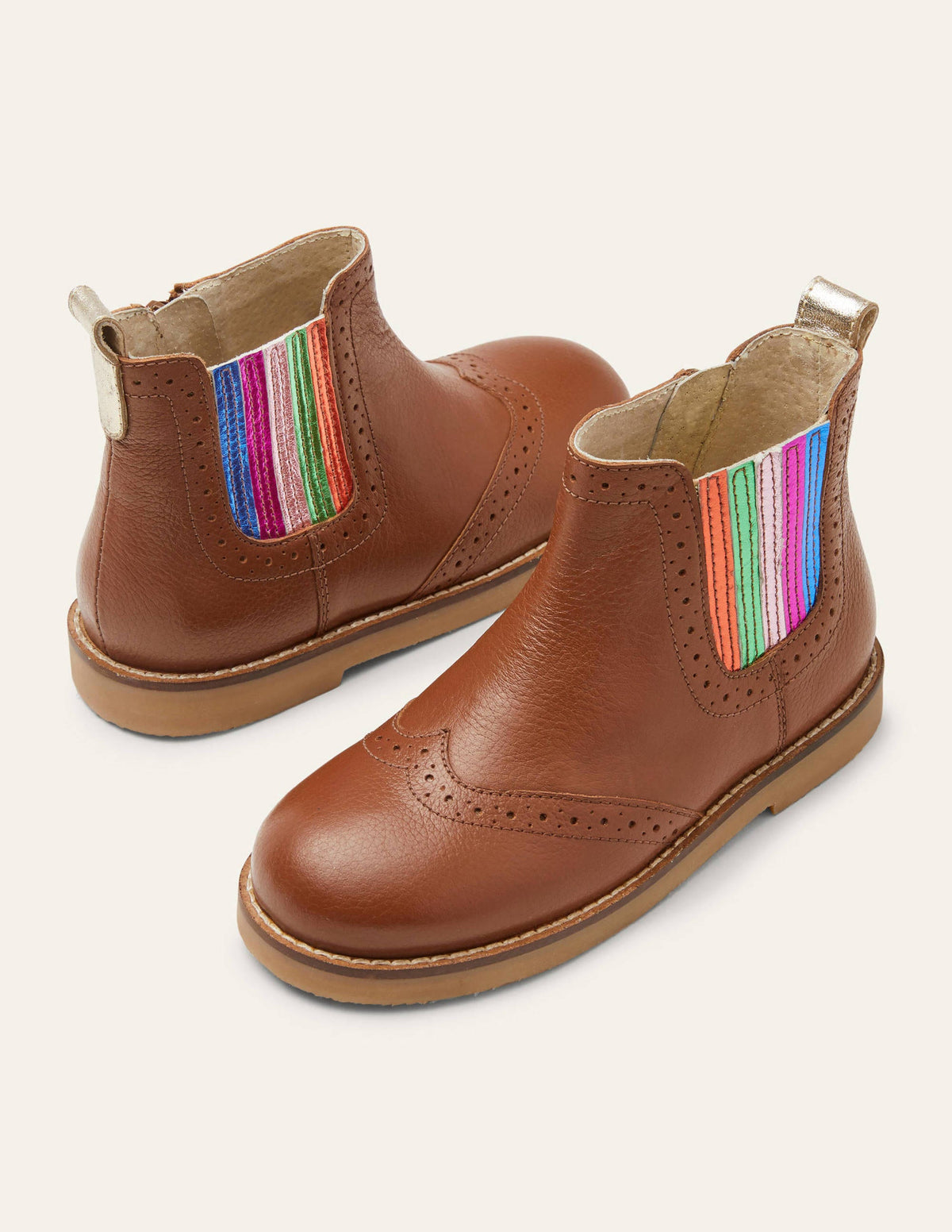 Leather Chelsea Boots-Tan Rainbow-1