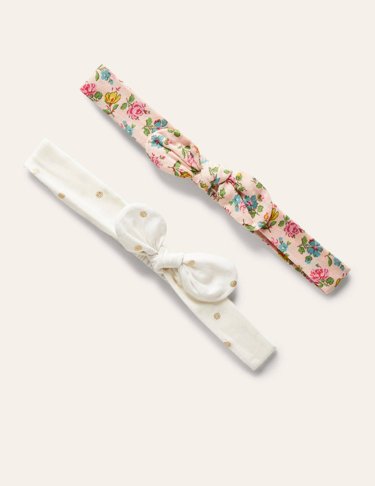 Bow Headband 2 Pack-Pink Floral/Gold Spot-1