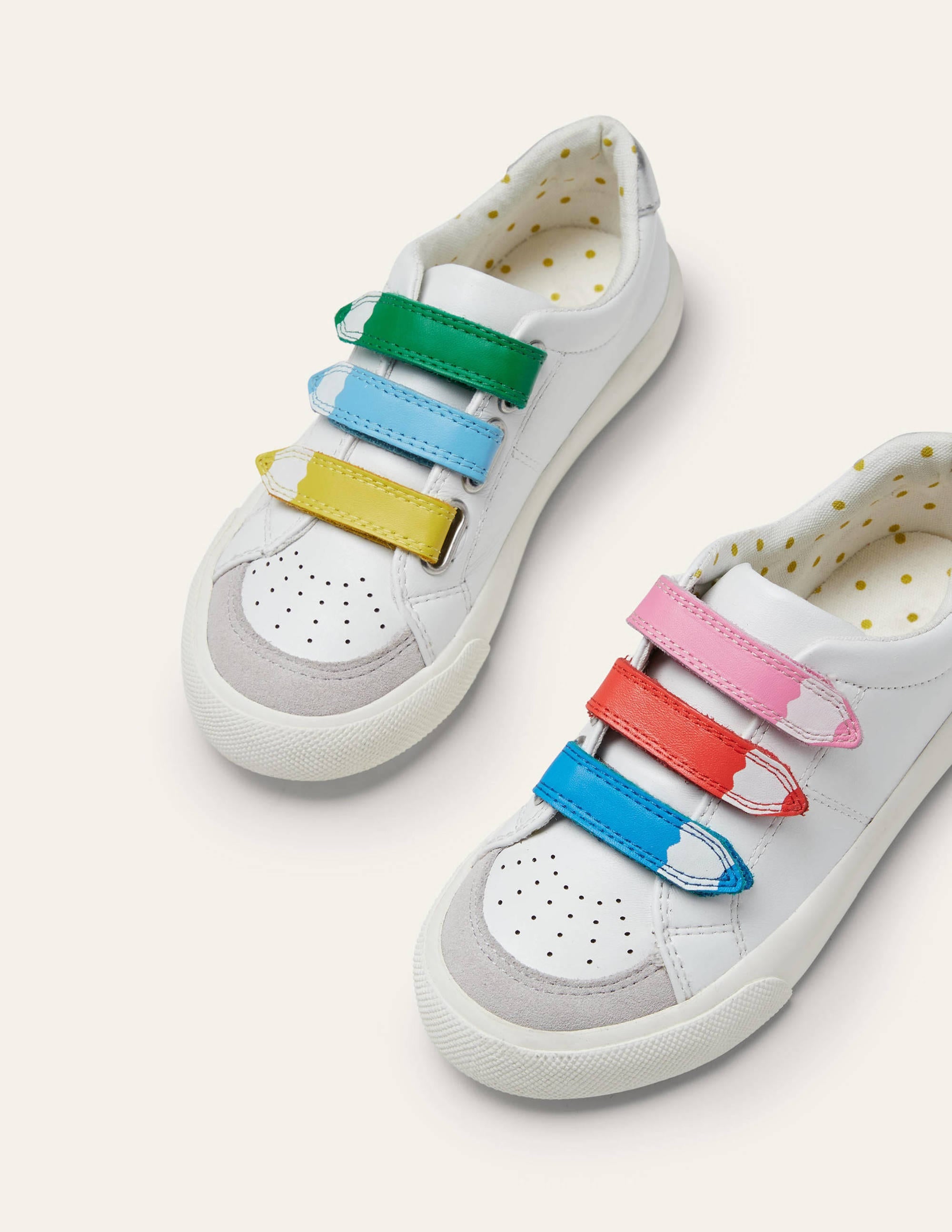 3 Strap Low Top Sneakers-White Rainbow Pencil - Image 1