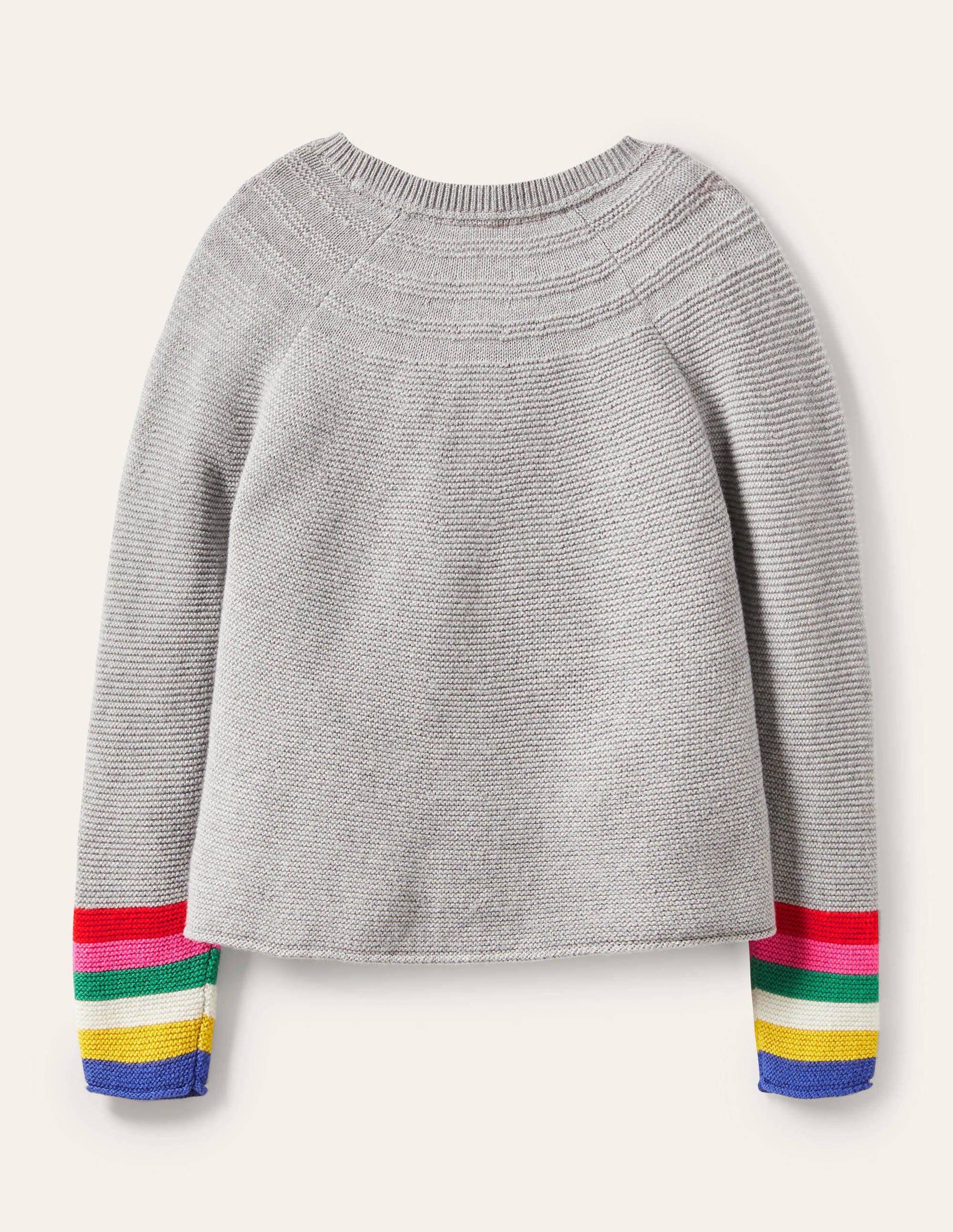 Cotton Cashmere Mix Cardigan-Grey Marl Rainbow - Image 2