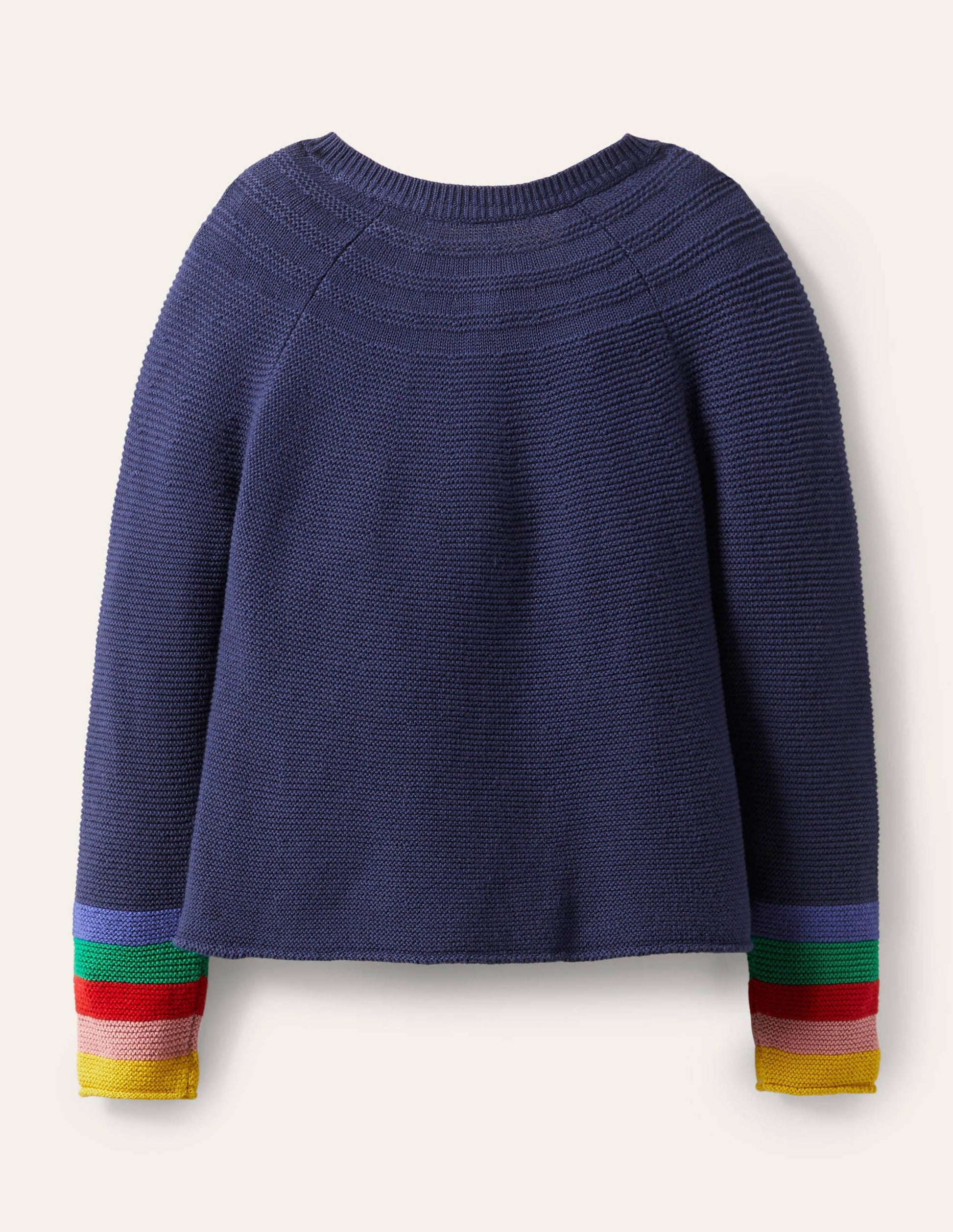 Cotton Cashmere Mix Cardigan-College Navy Rainbow-2