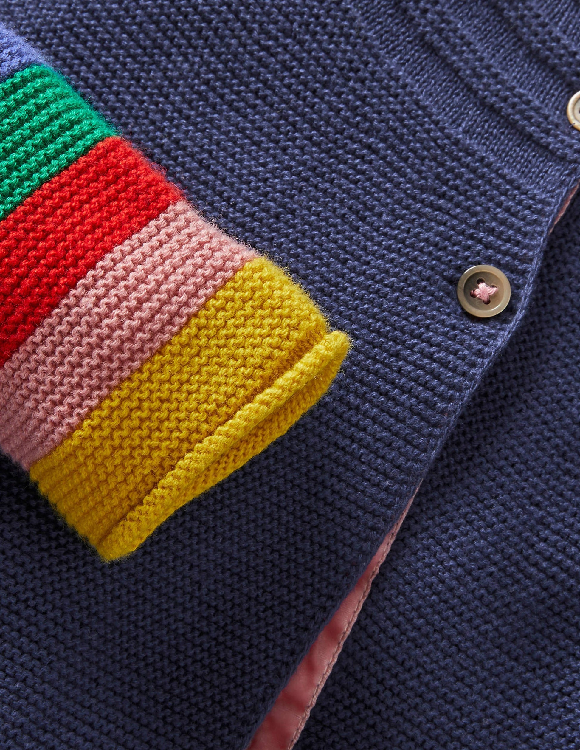 Cotton Cashmere Mix Cardigan-College Navy Rainbow-3