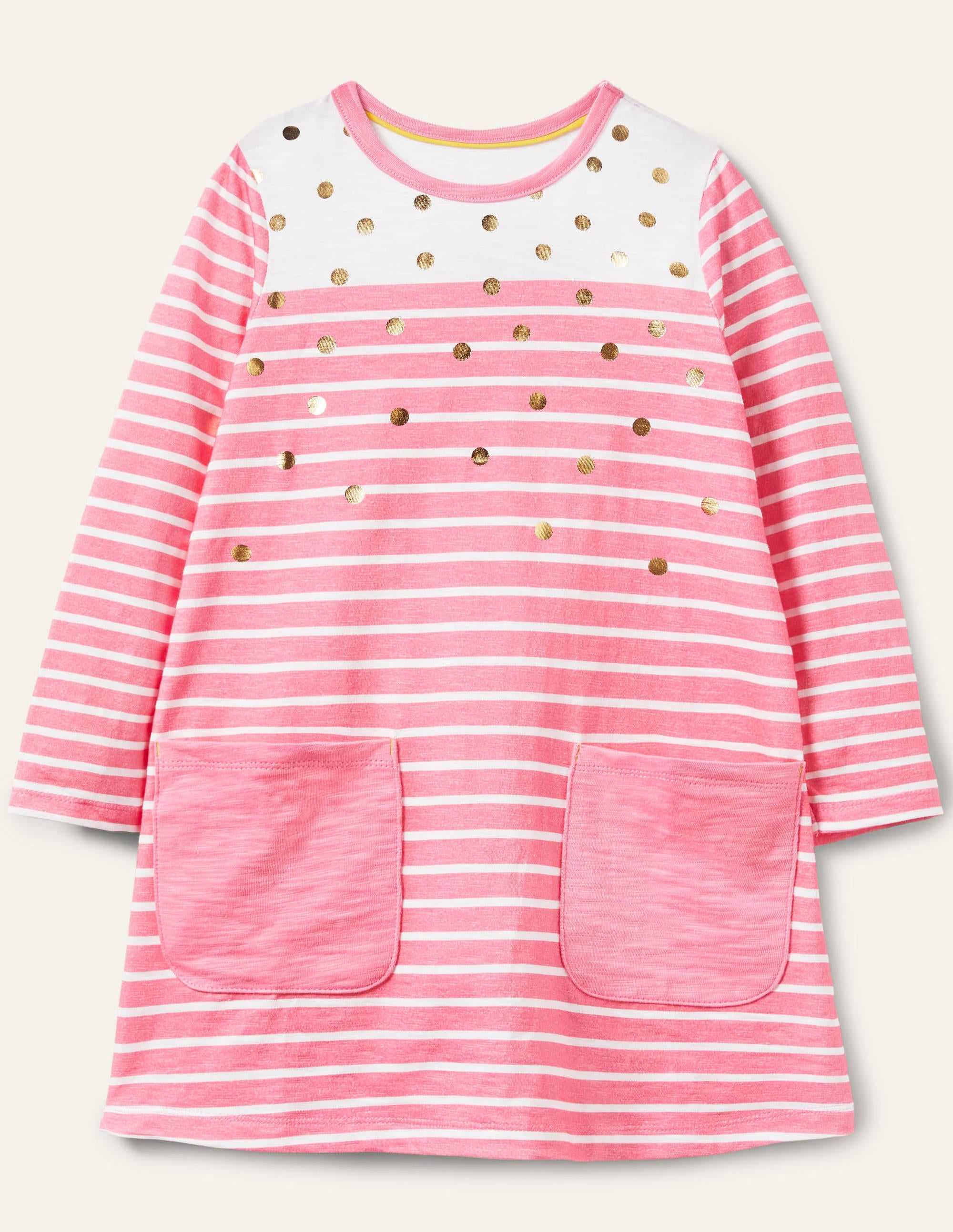 Fun Pocket Jersey Dress-Pink Lemonade Gold Spot - Image 1