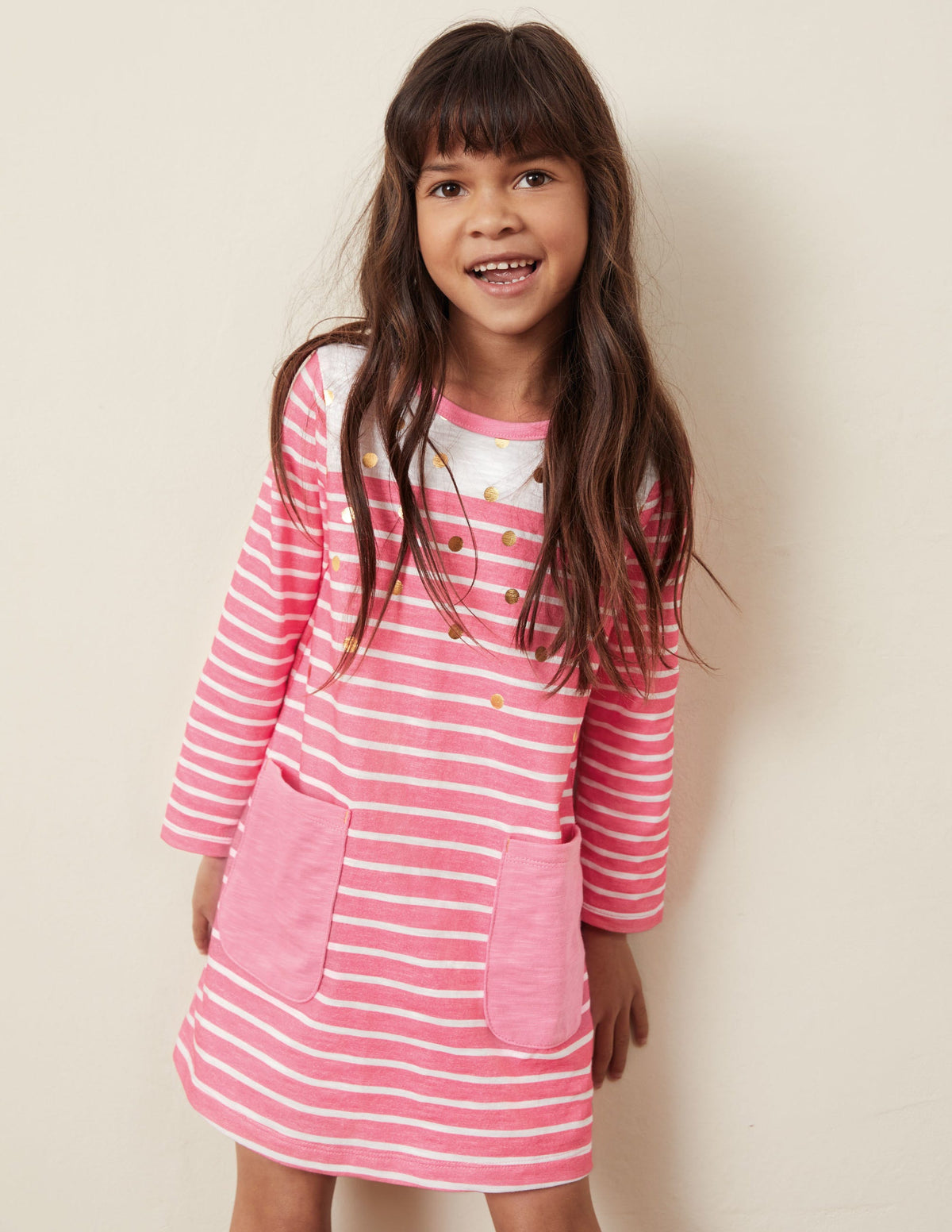 Fun Pocket Jersey Dress-Pink Lemonade Gold Spot - Image 4