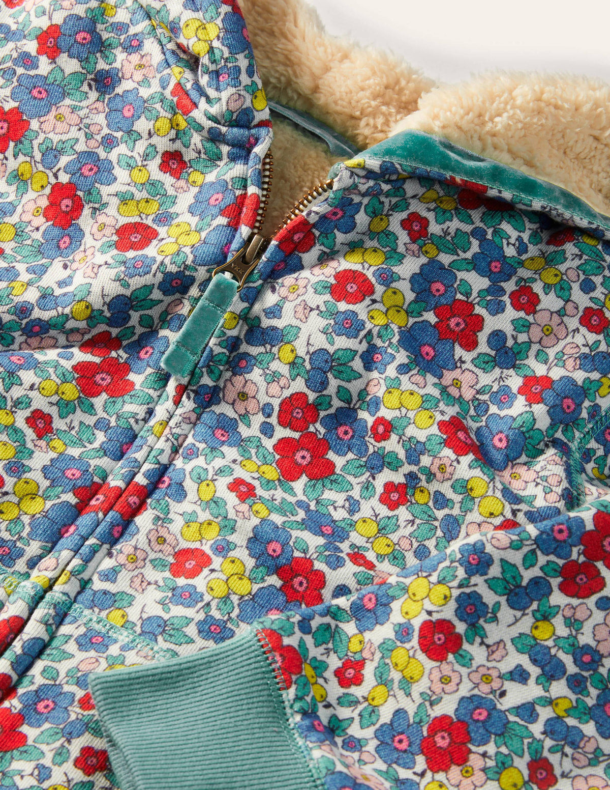 Shaggy-lined Hoodie-Multi Apple Blossom Floral-3