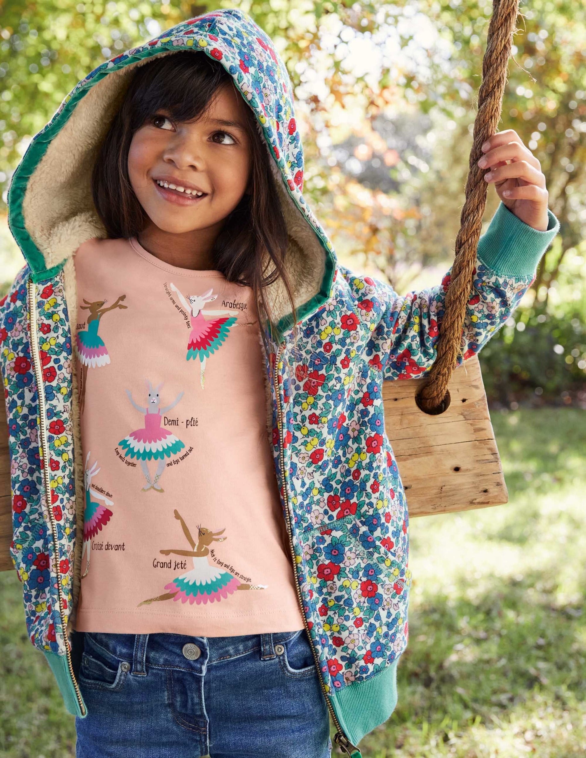 Shaggy-lined Hoodie-Multi Apple Blossom Floral-4