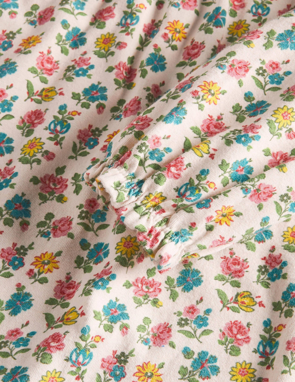 Printed Long-sleeved Nightgown-Ivory Patchwork Floral-3