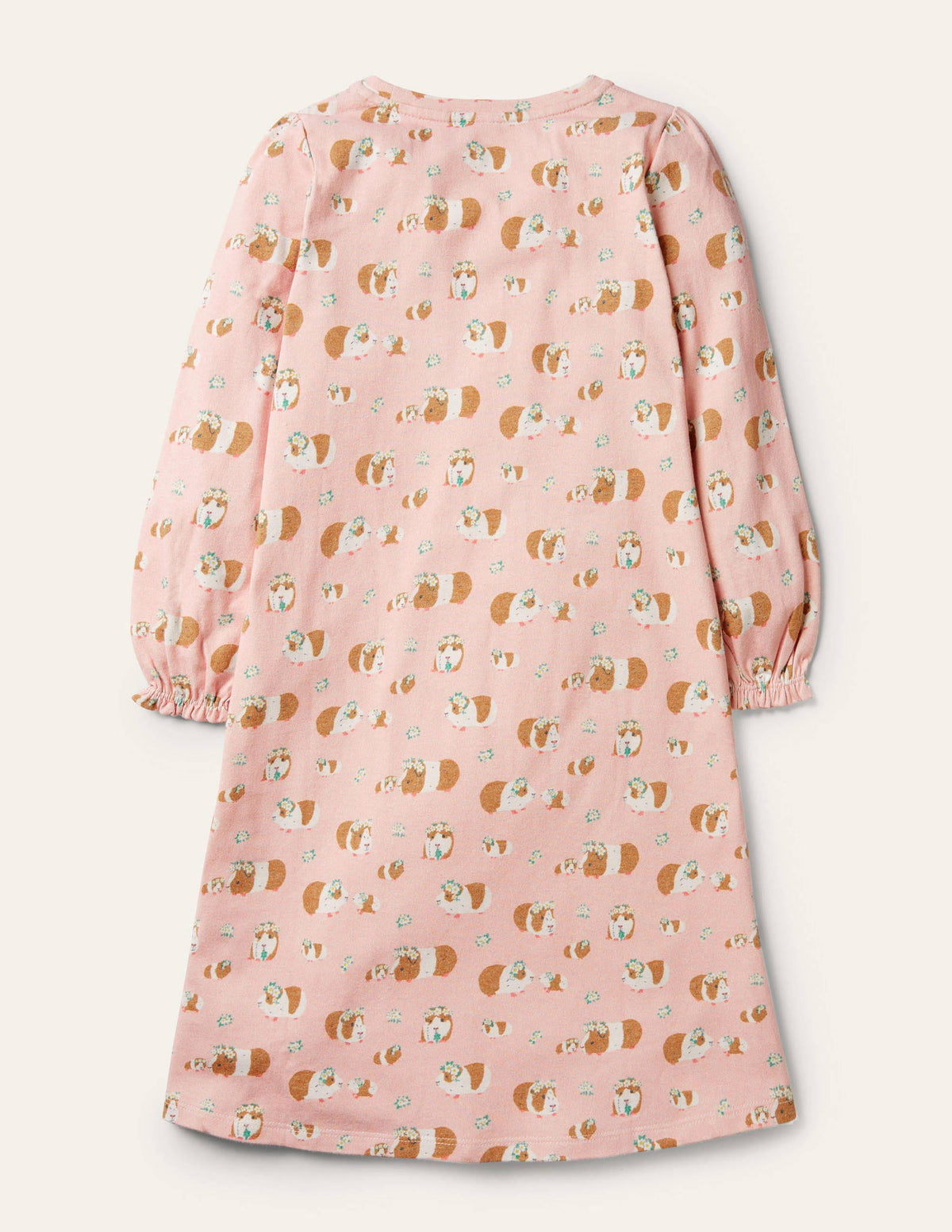 Printed Long-sleeved Nightgown-Dusty Pink Guinea Pigs - Image 2