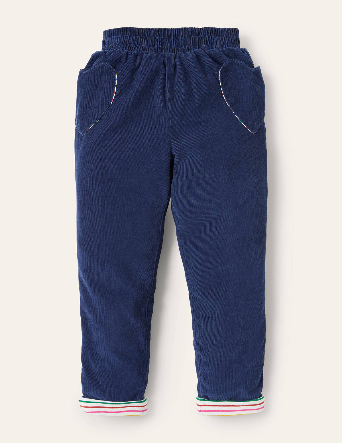 Lined Pull-on Cord Pants-College Navy-1