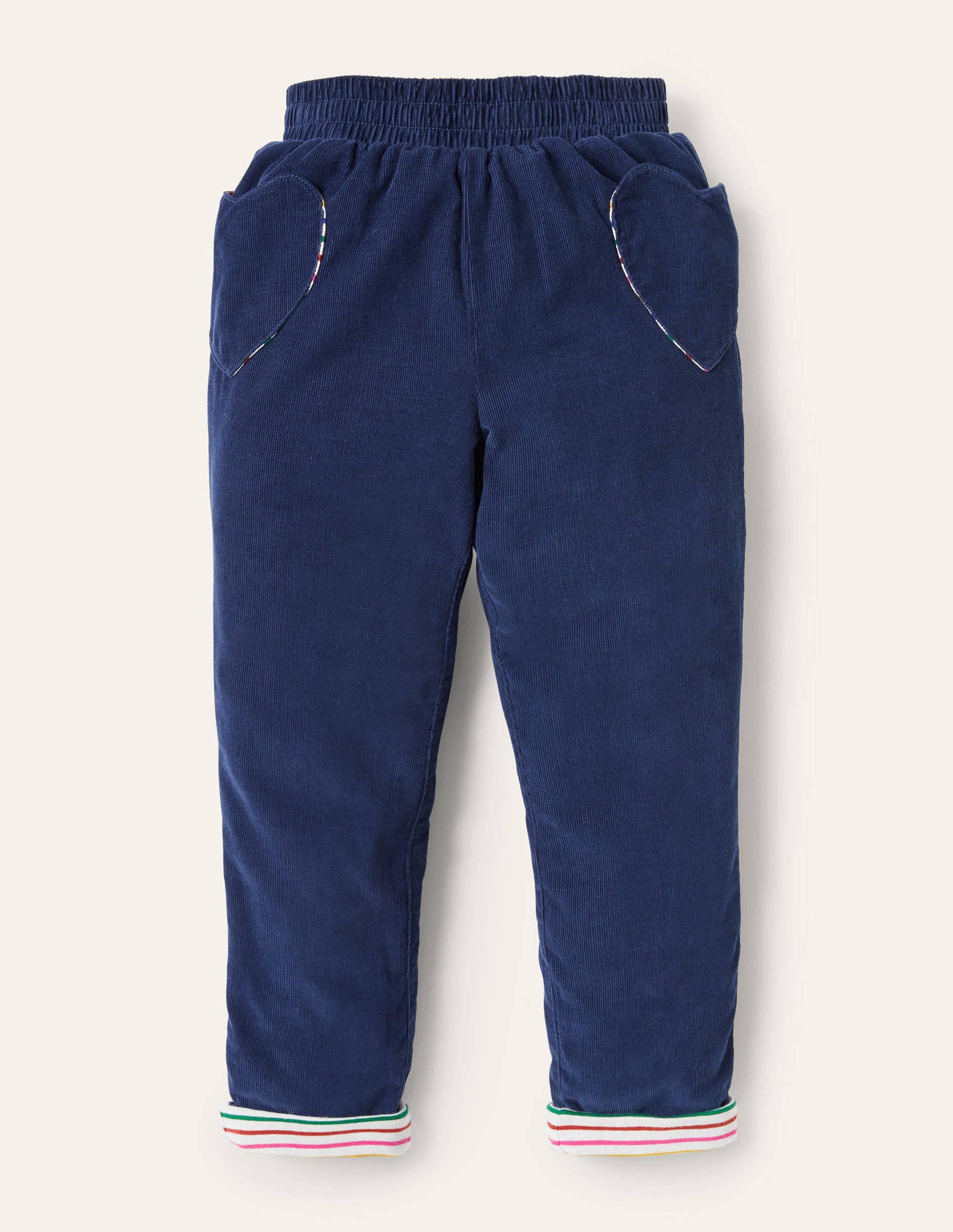Lined Pull-on Cord Pants-College Navy - Image 1