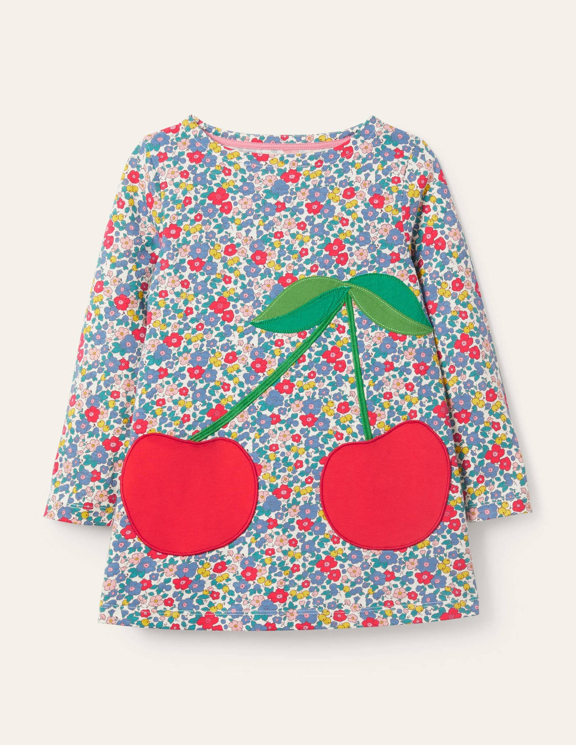 Appliqué Pocket Tunic-Floral Blossom Cherries-1