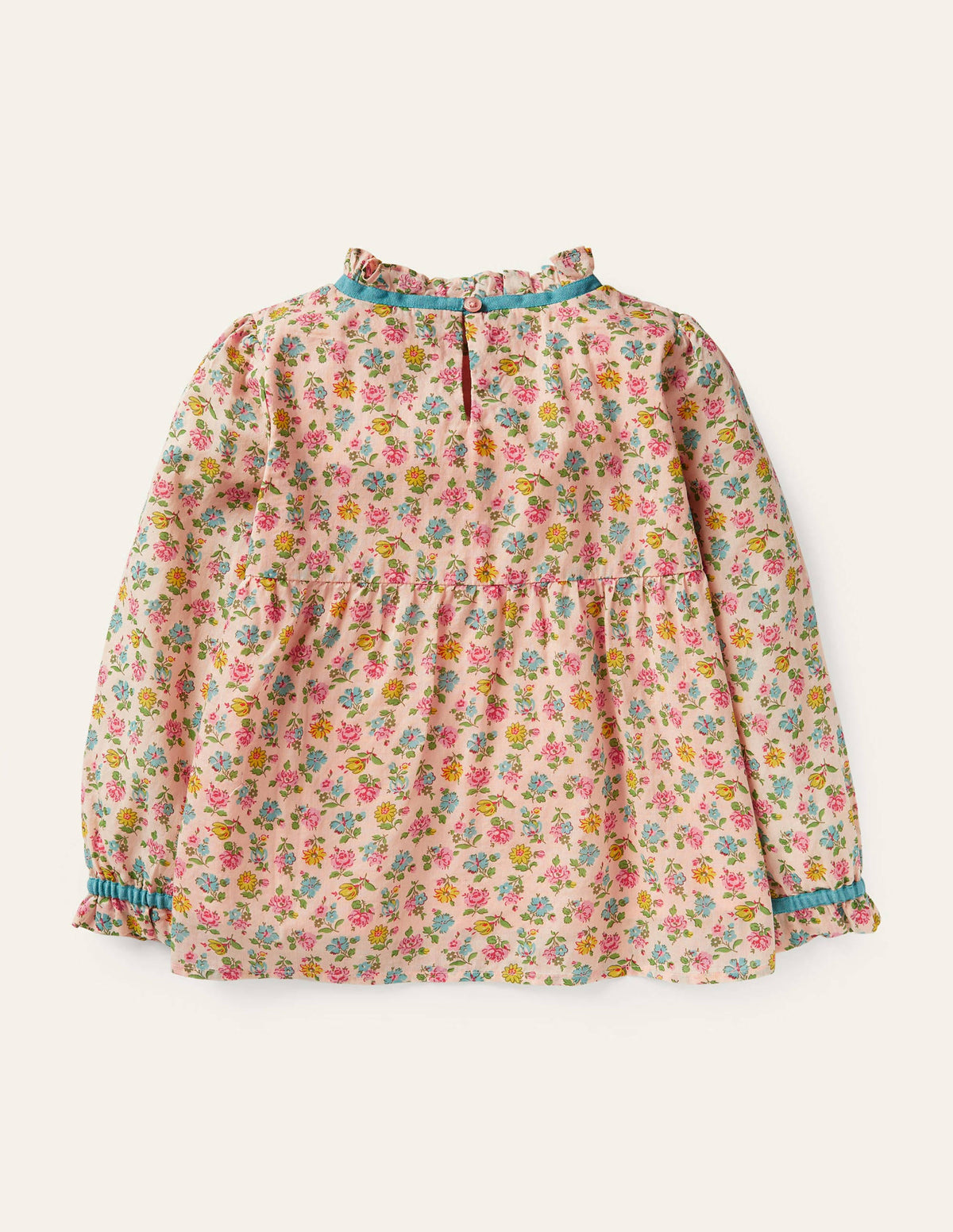 Frill Detail Woven Top-Provence Dusty Pink Floral - Image 2