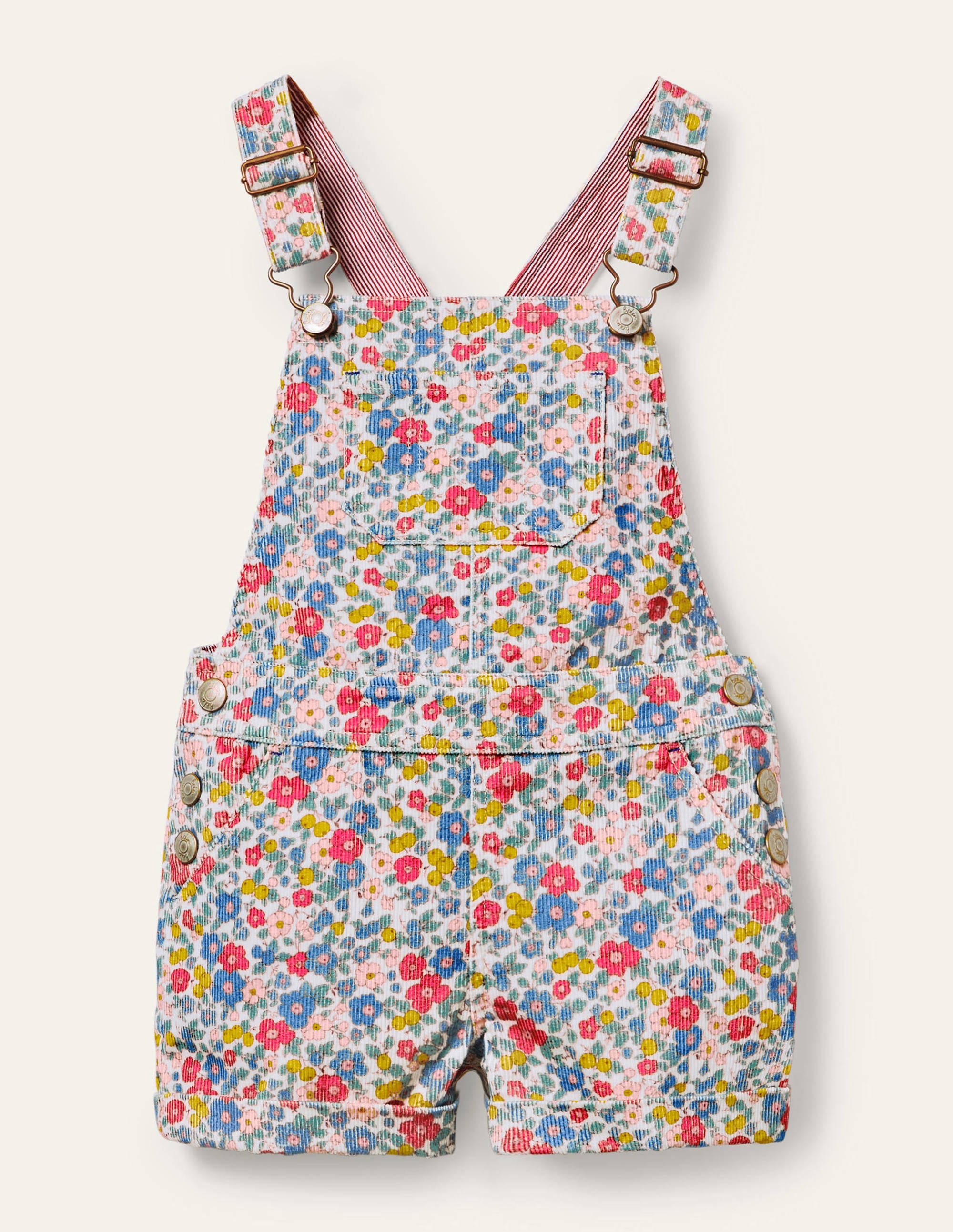 Fun Short Overalls-Multi Apple Blossom Floral - Image 1