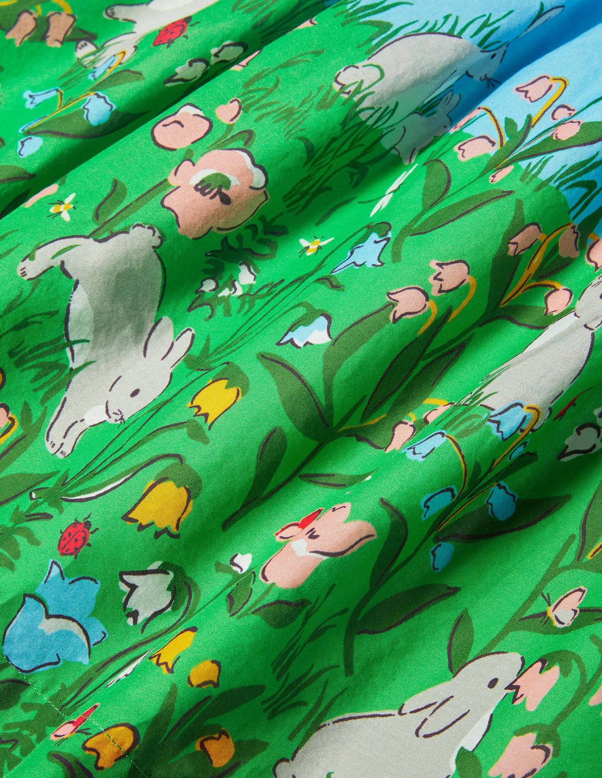 Frill Neck Woven Dress-Multi Bunny Scene - Image 3
