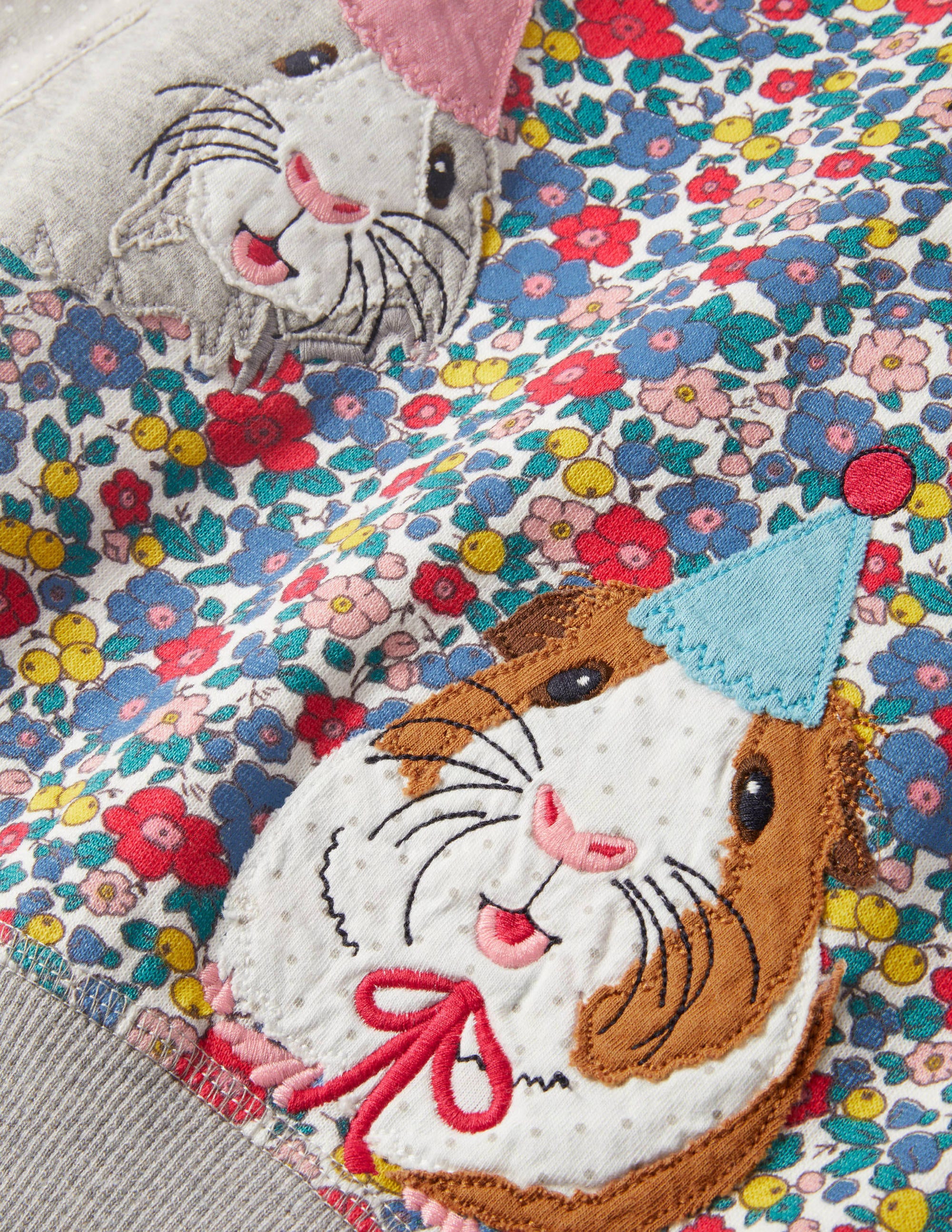 Cosy Appliqué Sweatshirt-Floral Blossom Guinea Pigs - Image 3