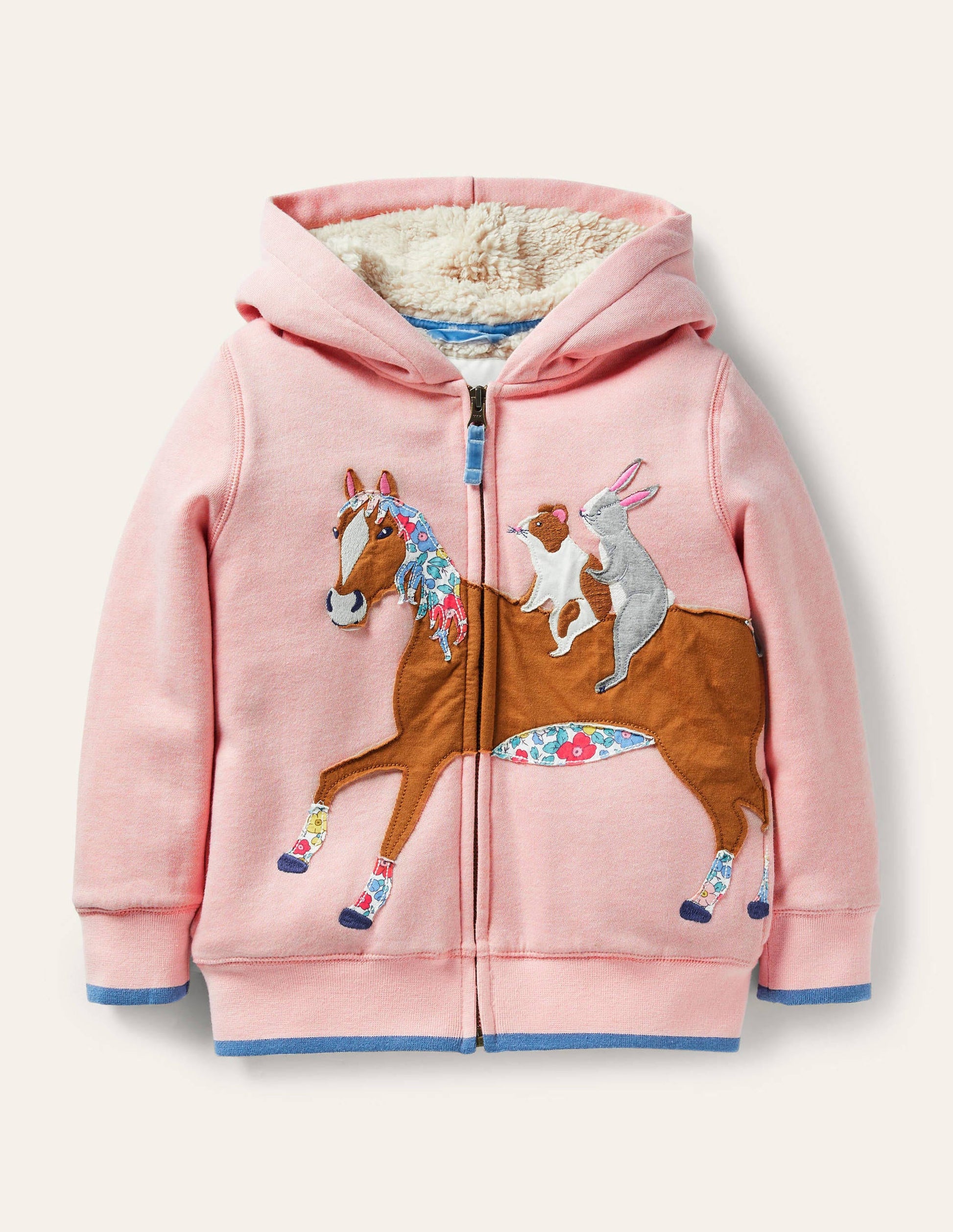 Fun Shaggy-lined Hoodie-Boto Pink Horse-1