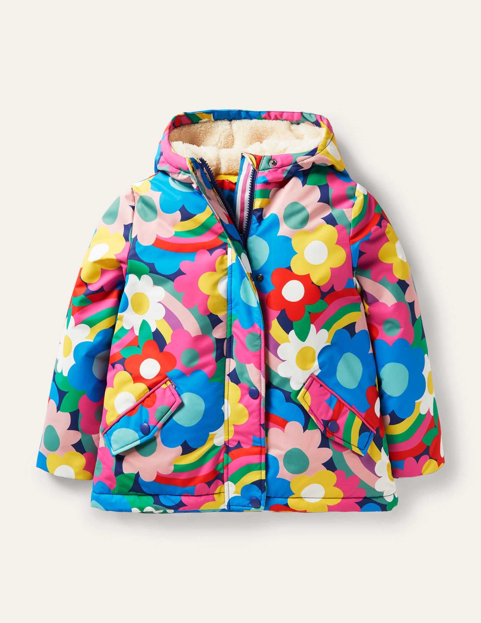 Sherpa Lined Anorak-Multi Happy Flower - Image 1